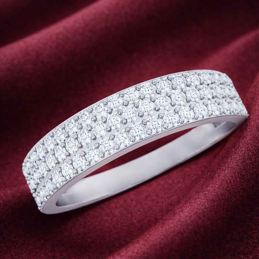 The Luminous Cascade: 1.5ct Triple-Row Moissanite Eternity Band