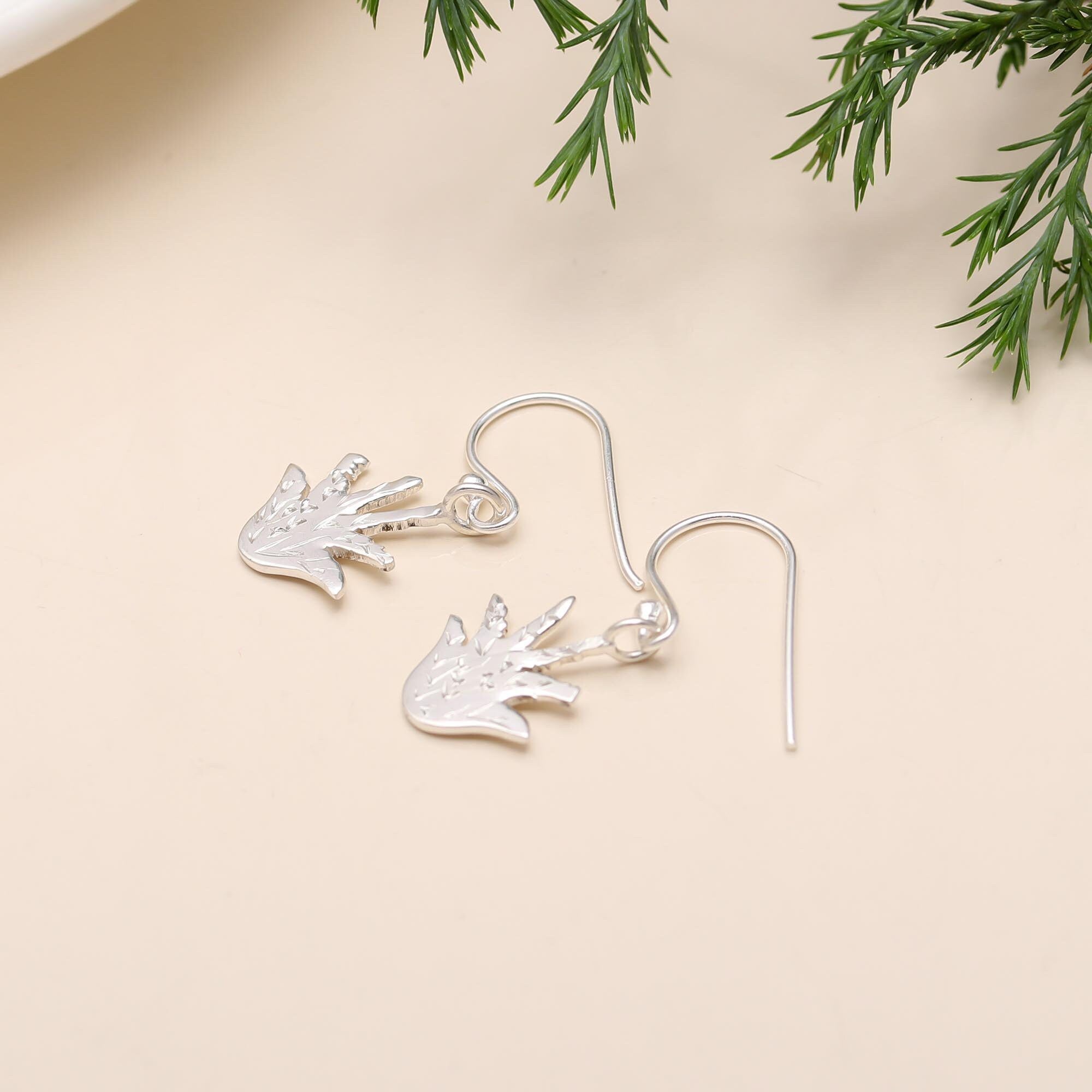 The Desert Sway: Sterling Silver Cactus Dangle Earrings