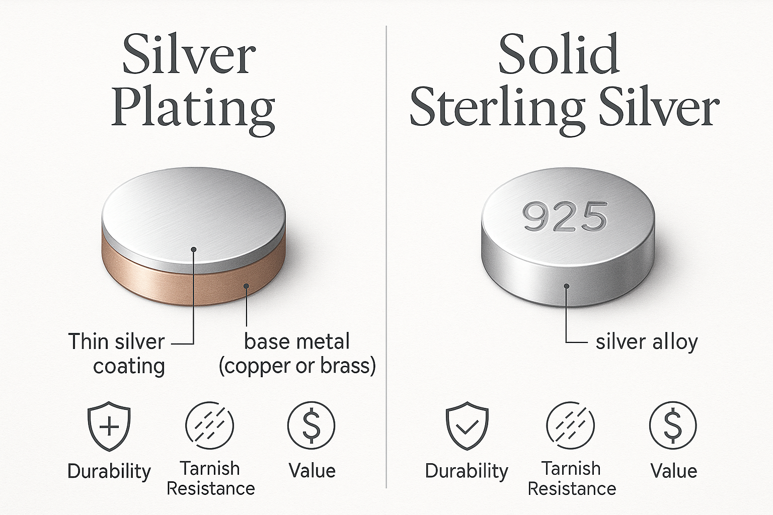 Silver Plating vs Solid Sterling Silver: What’s the Difference?