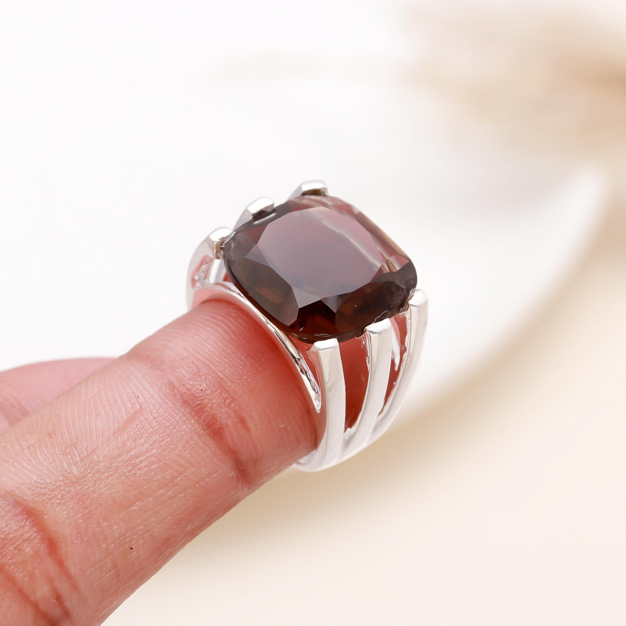 The Architectural Cushion: Split Shank Smoky Quartz Ring