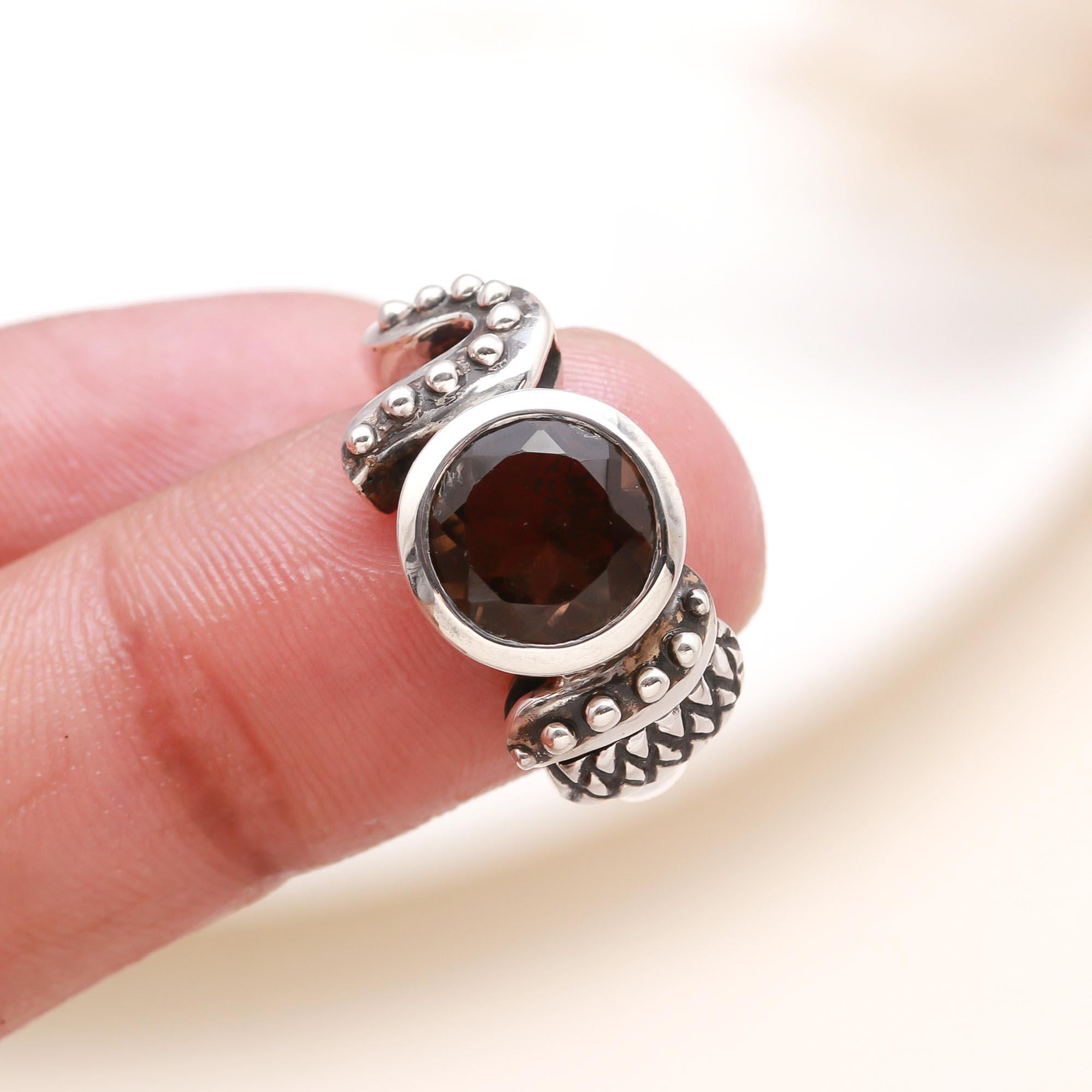 The Earth Artisan: Smoky Quartz Textured Ring