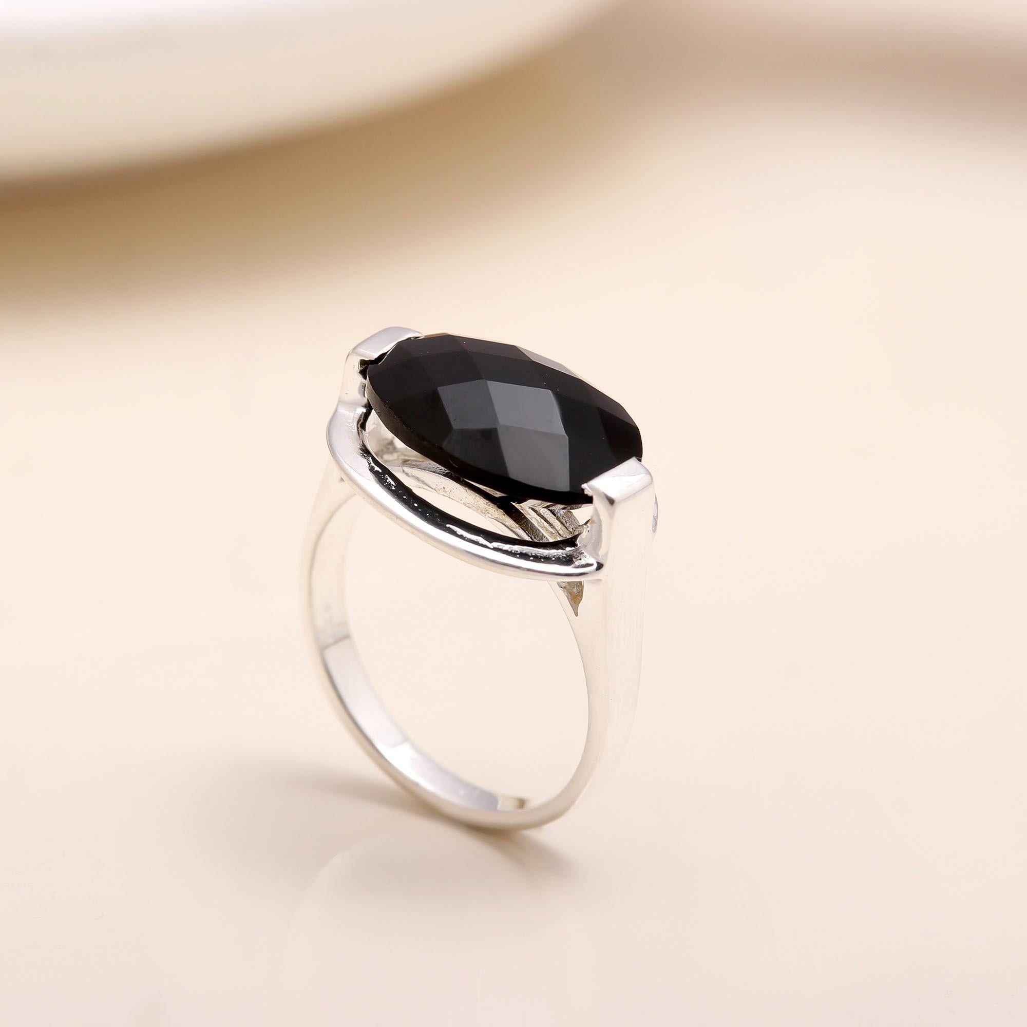 The Sleek Shadow: Black Onyx Marquise Ring