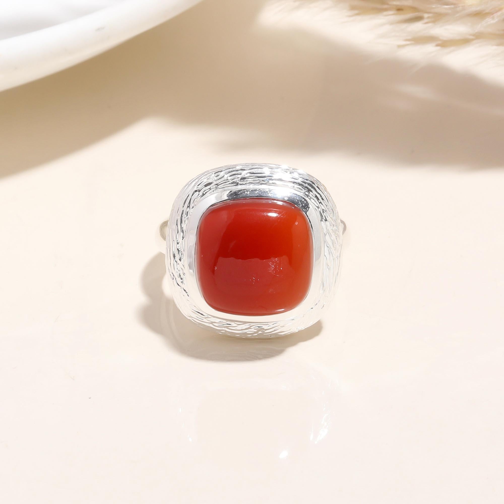 The Crimson Cushion : Bold Textured Statement Ring
