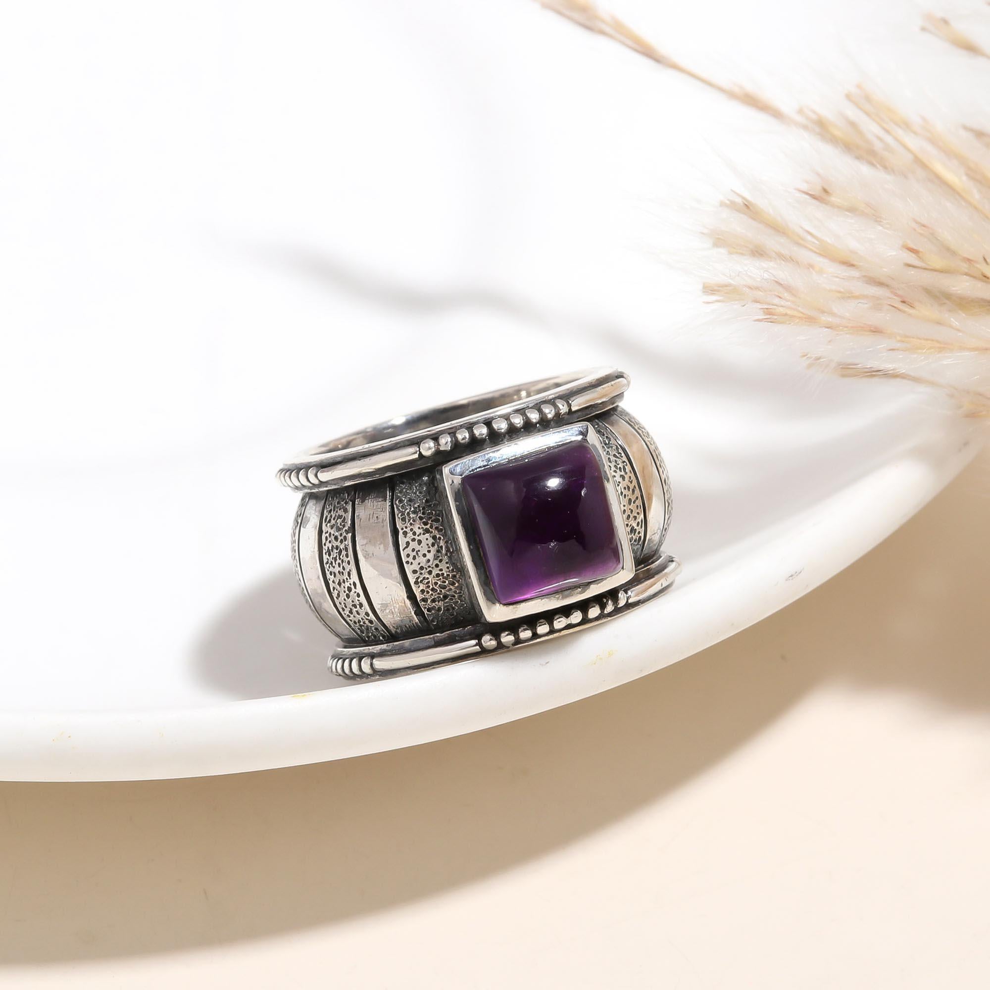 The Violet Fortress: Wide Textured Statement Band