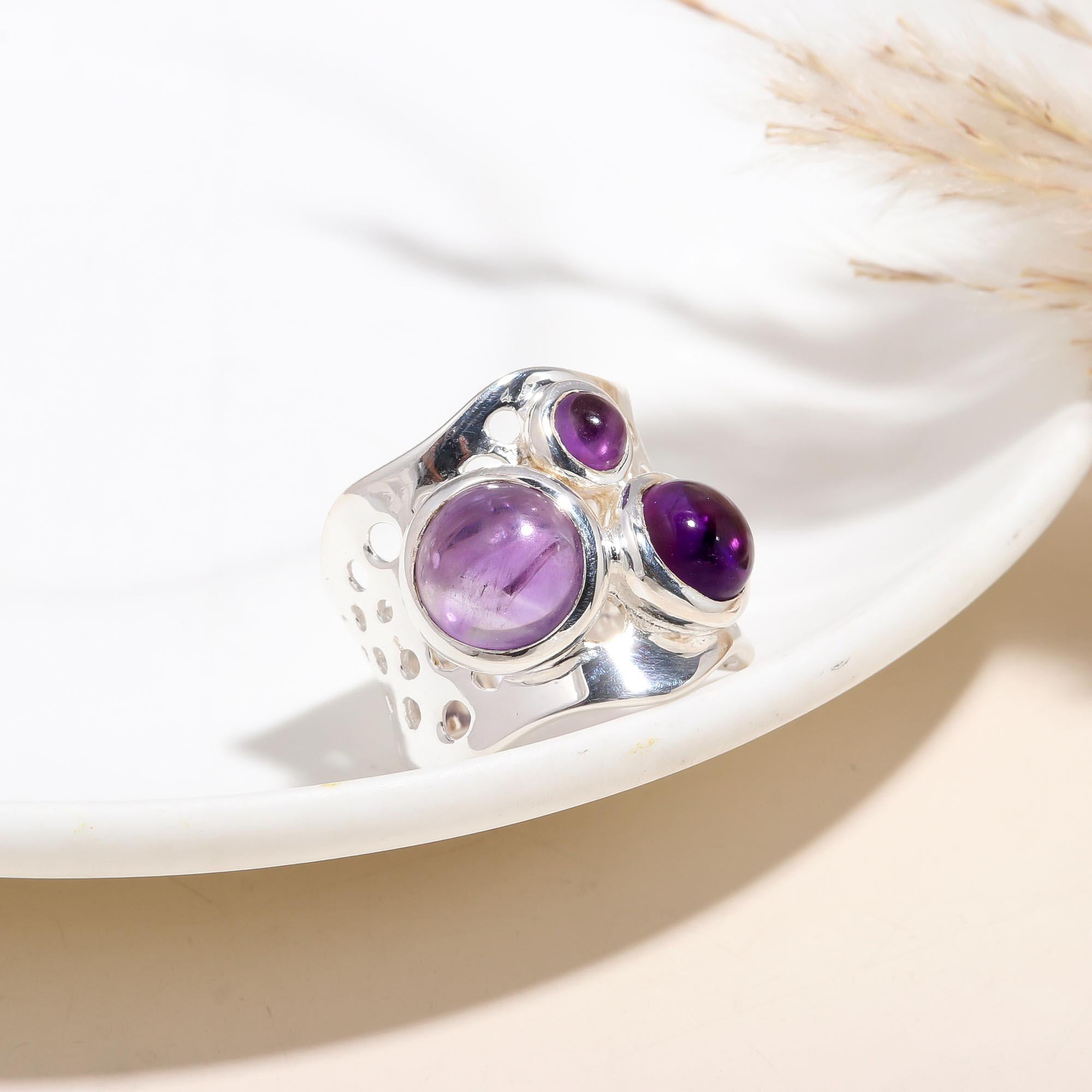 The Violet Lattice: Wide Perforated Band Ring