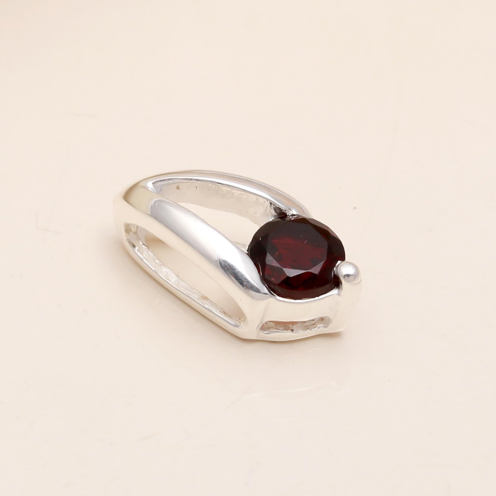 The Crimson Modernity: Garnet Solitaire Slide Charm