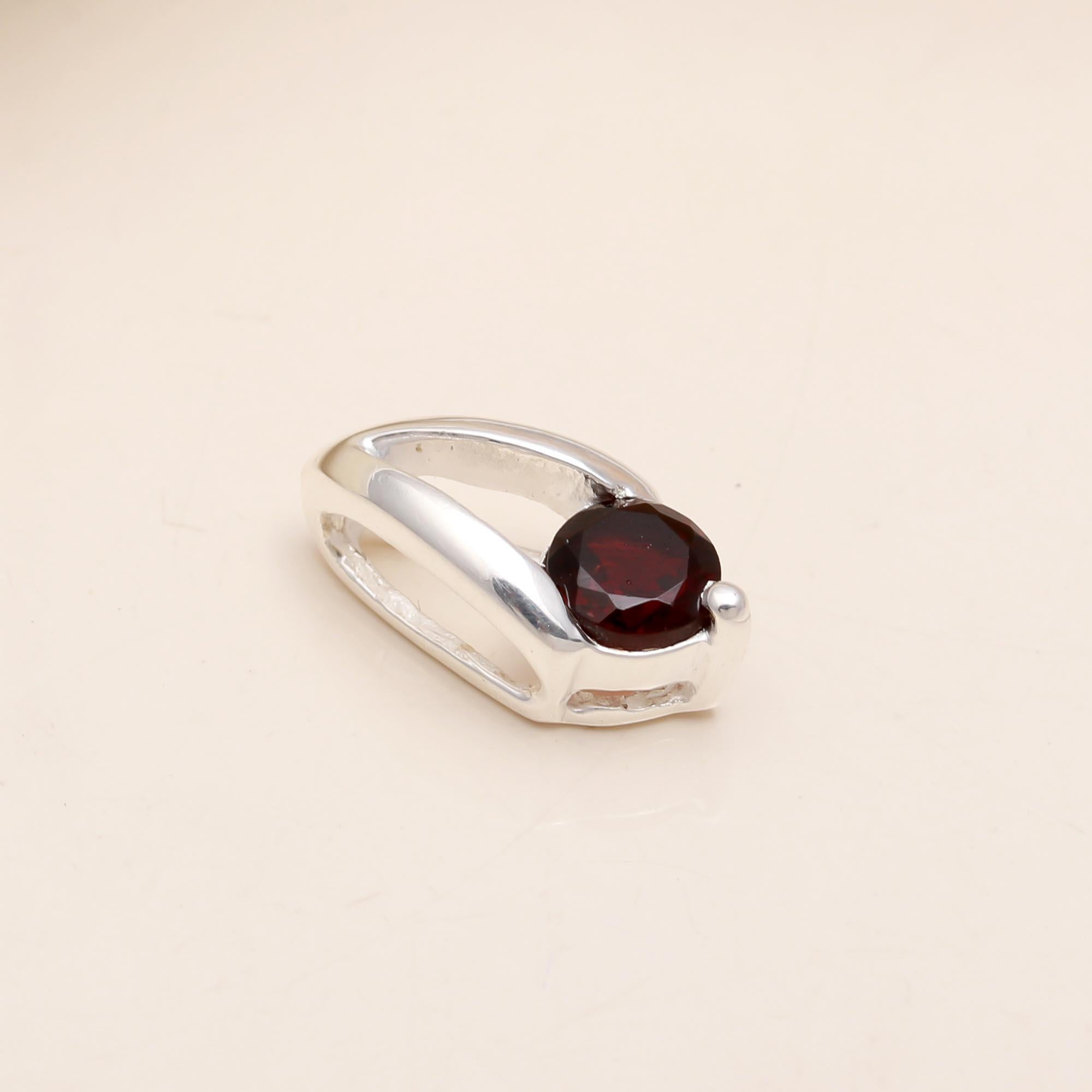 The Crimson Modernity: Garnet Solitaire Slide Charm