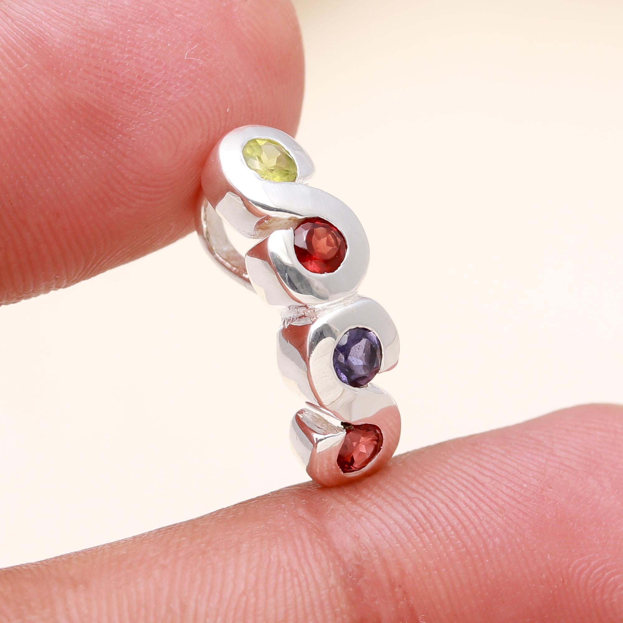 The Vibrant Curve: Multi-Gemstone Bar Charm