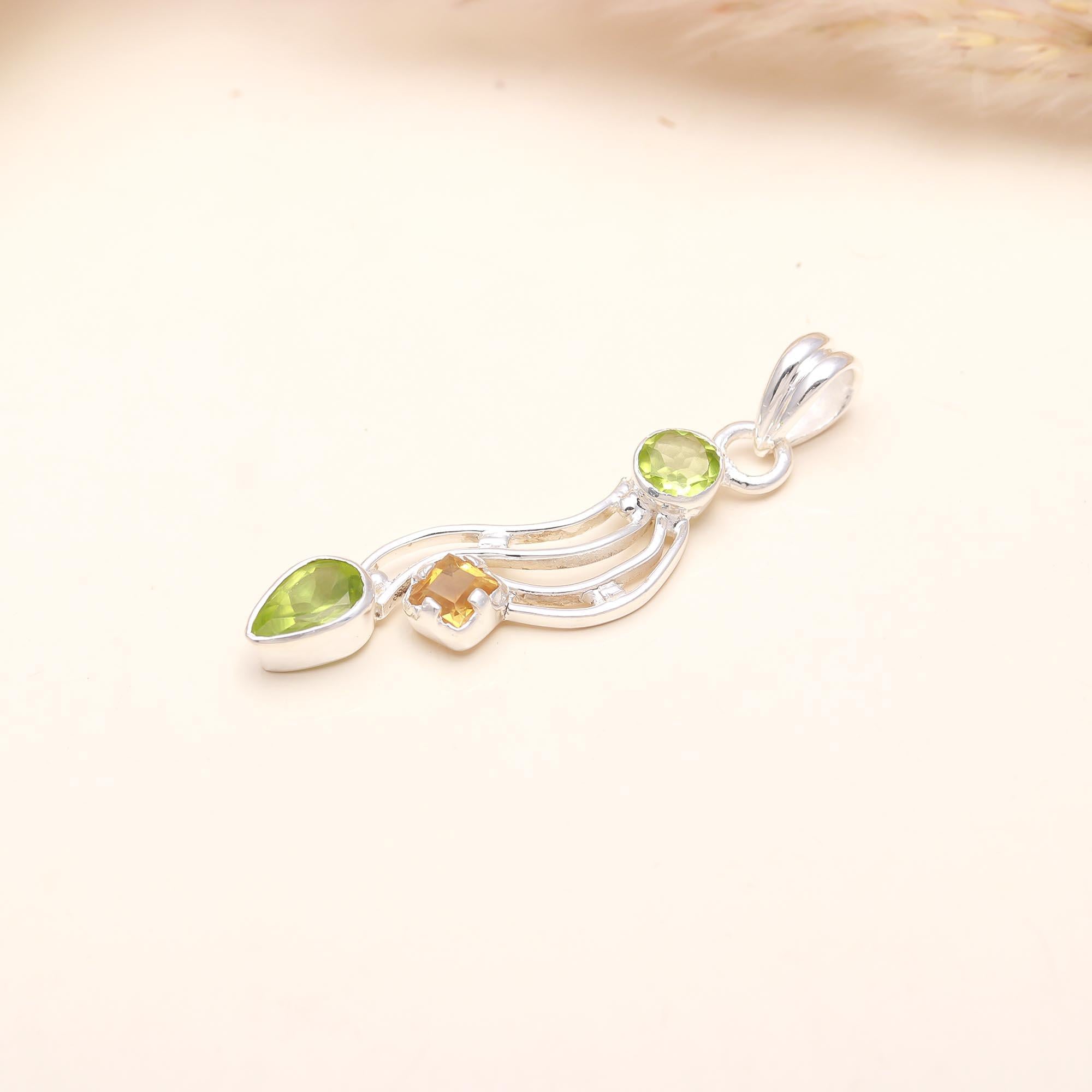 925 Sterling Silver Peridot Pendant