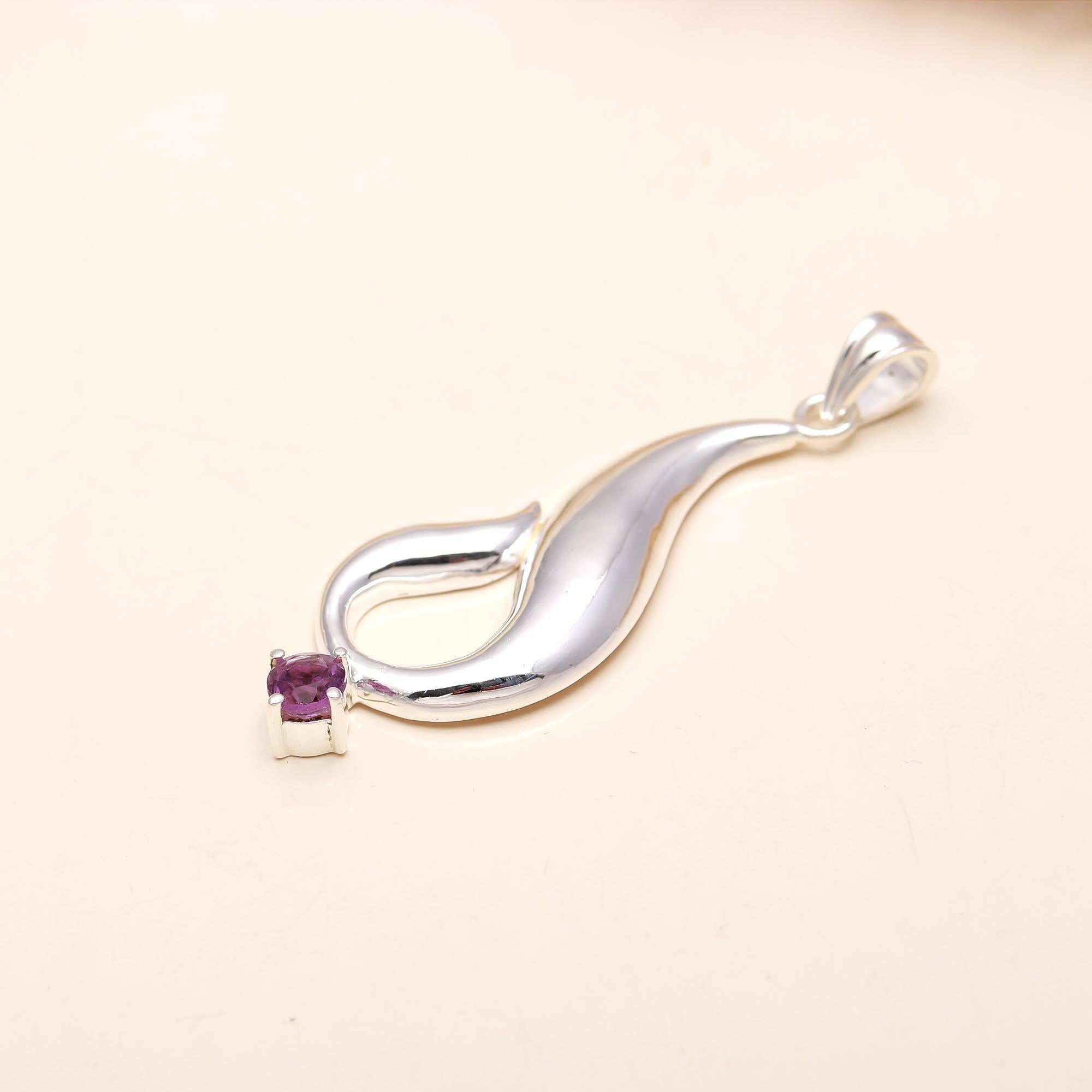 Sterling Silver Thick Curved Shaped Charm Pendant