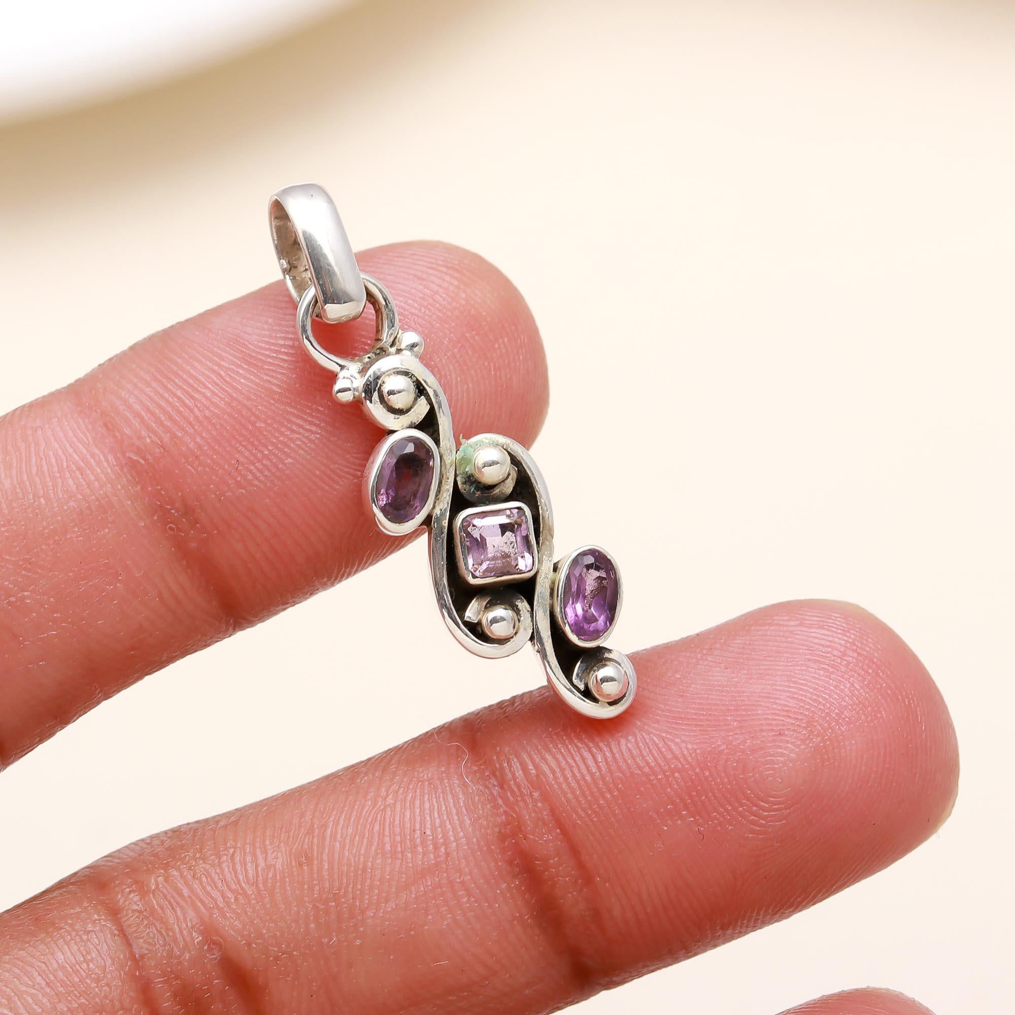 Pendant In 925 Silver And Stones