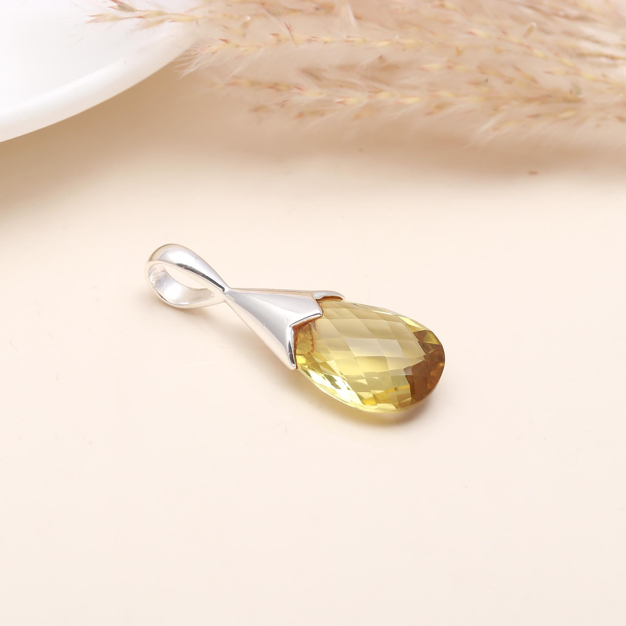Natural Citrine Pendant in 925 Sterling Silver