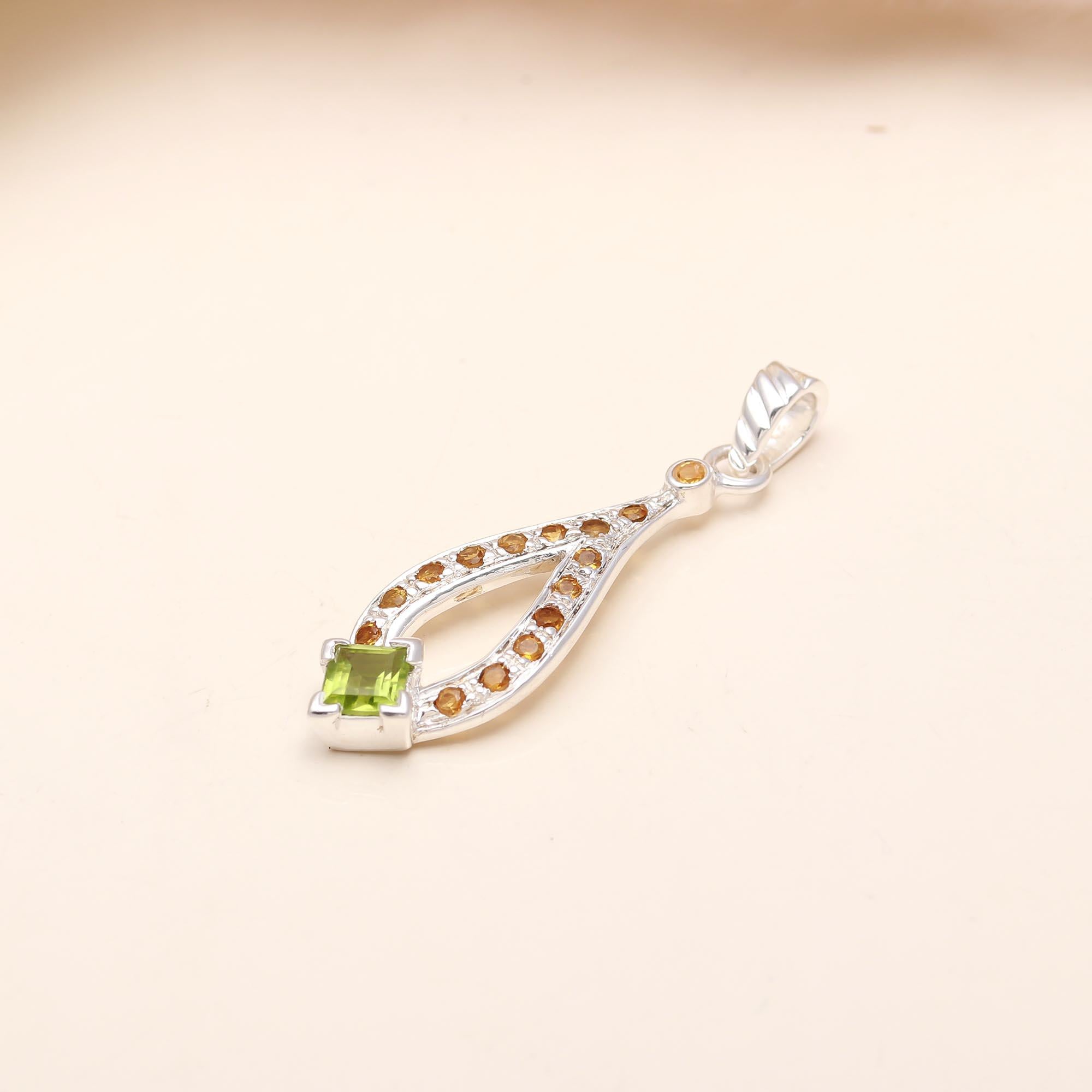 Peridot Minimalist Pendant in 925 Sterling Silver
