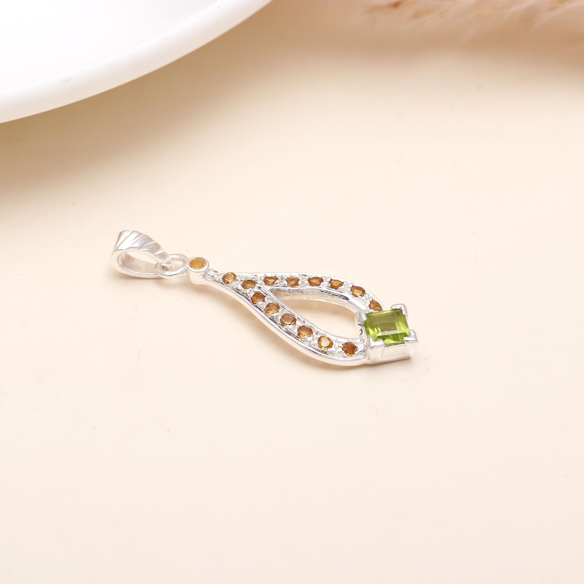Peridot Minimalist Pendant in 925 Sterling Silver