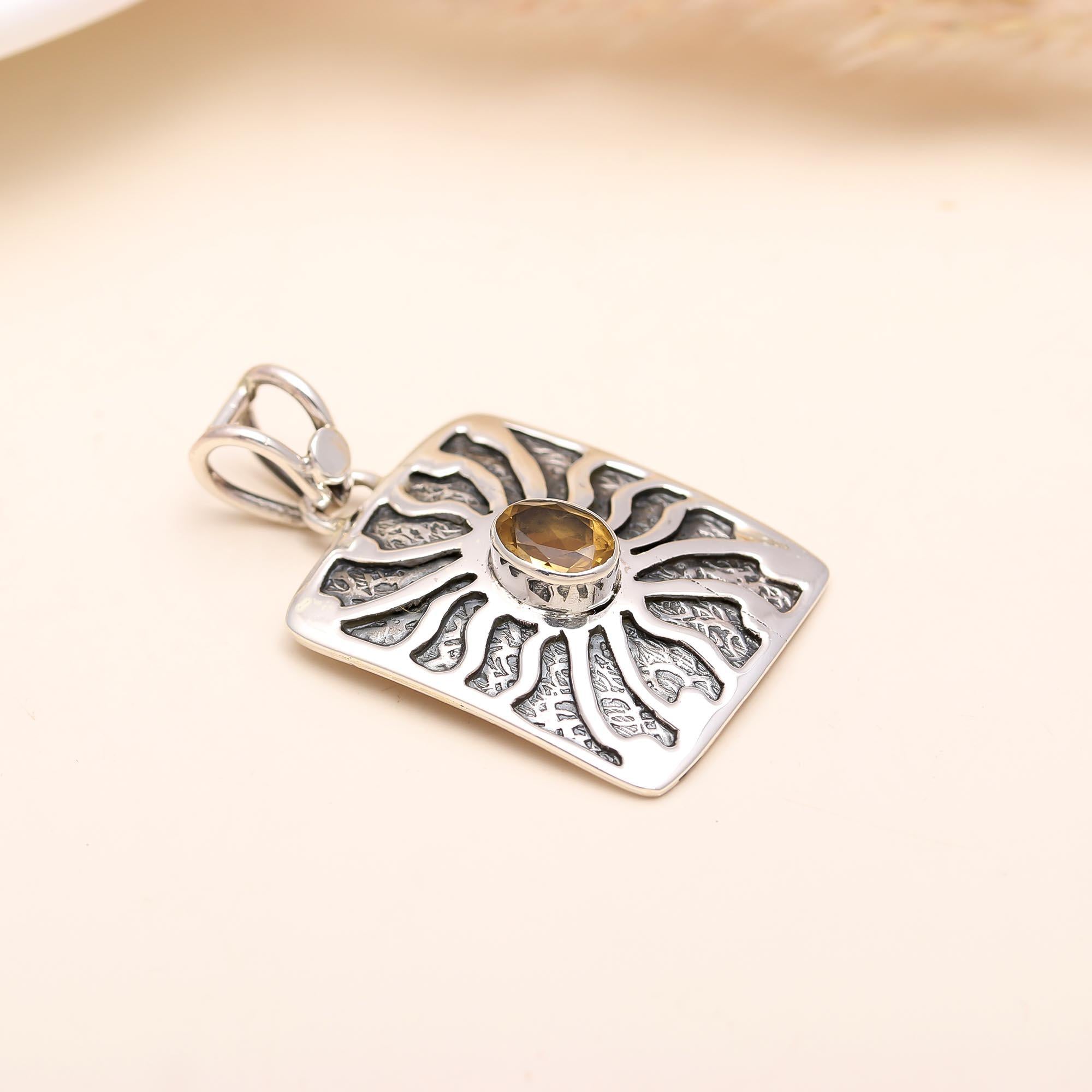Citrine 925 Sterling Silver Pendant