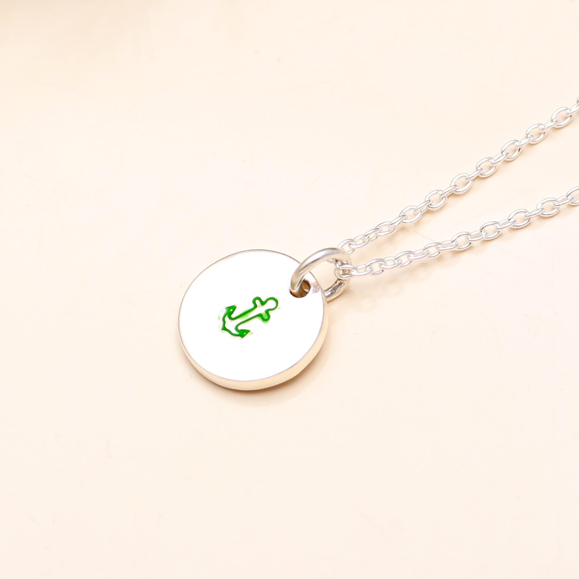 925 Silver Round Anchor Pendant Necklace