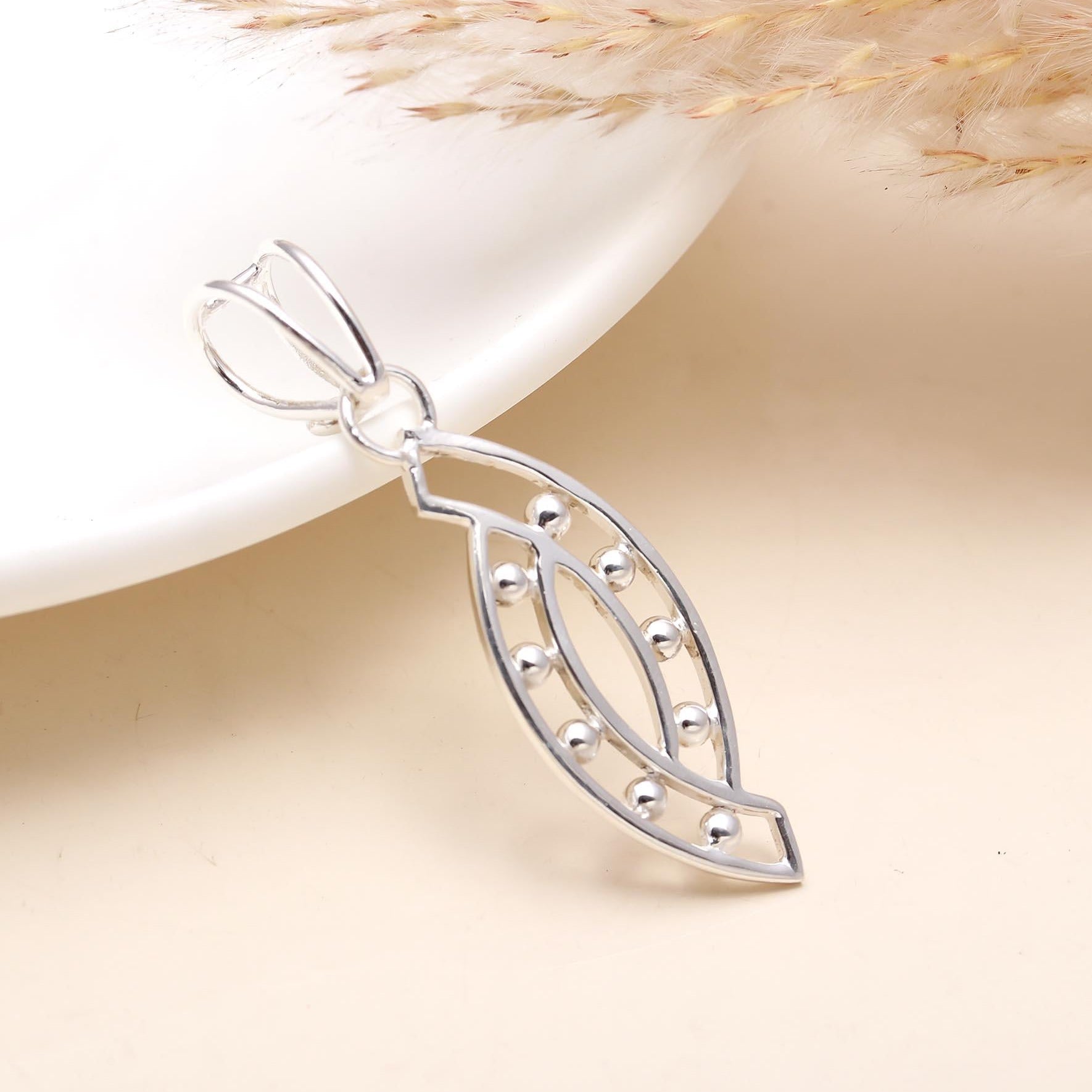 The Silver Eye: Open Marquise Granule Silver Pendant