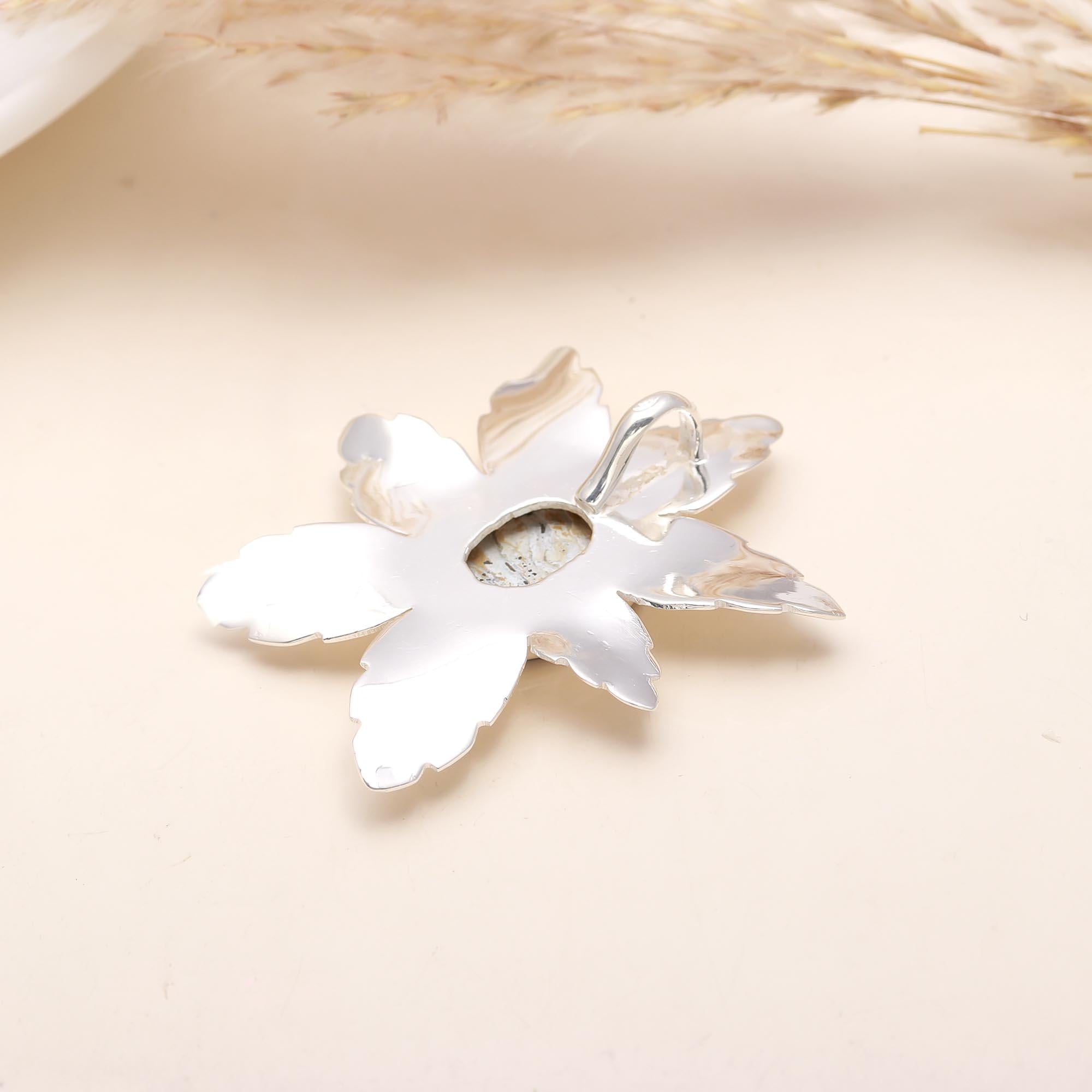 925 Sterling Silver And Stone Stubbed Pendant