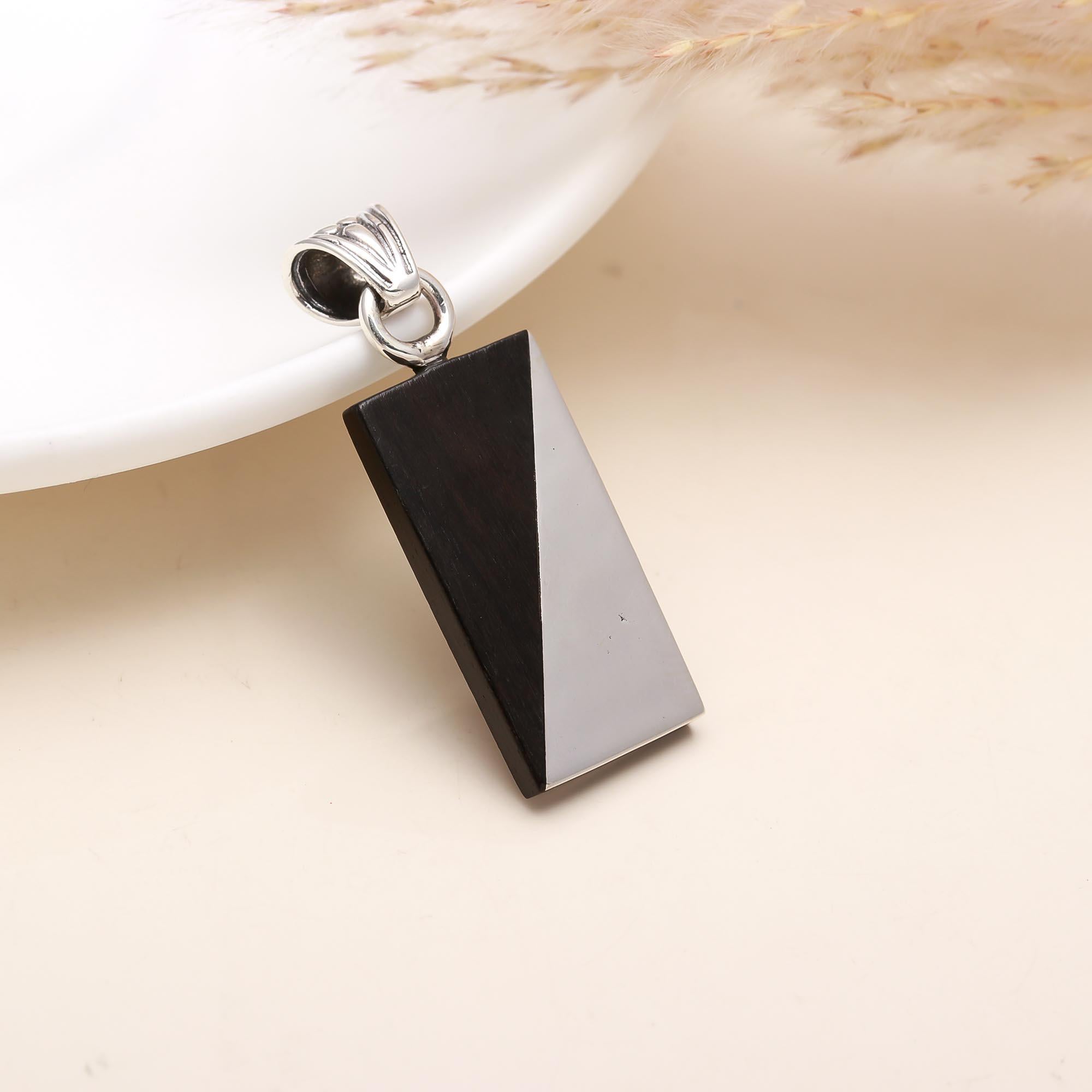 925 Sterling Silver Pendant Natural Enoby Wood Black