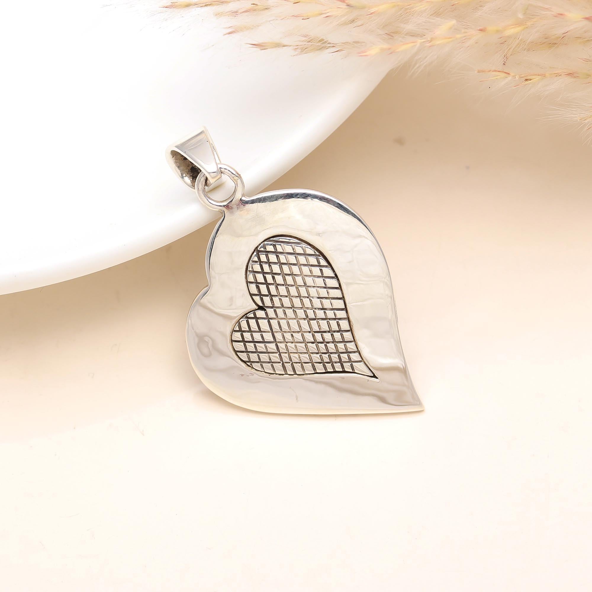 Solid Heart Shape Sterling Silver Pendant