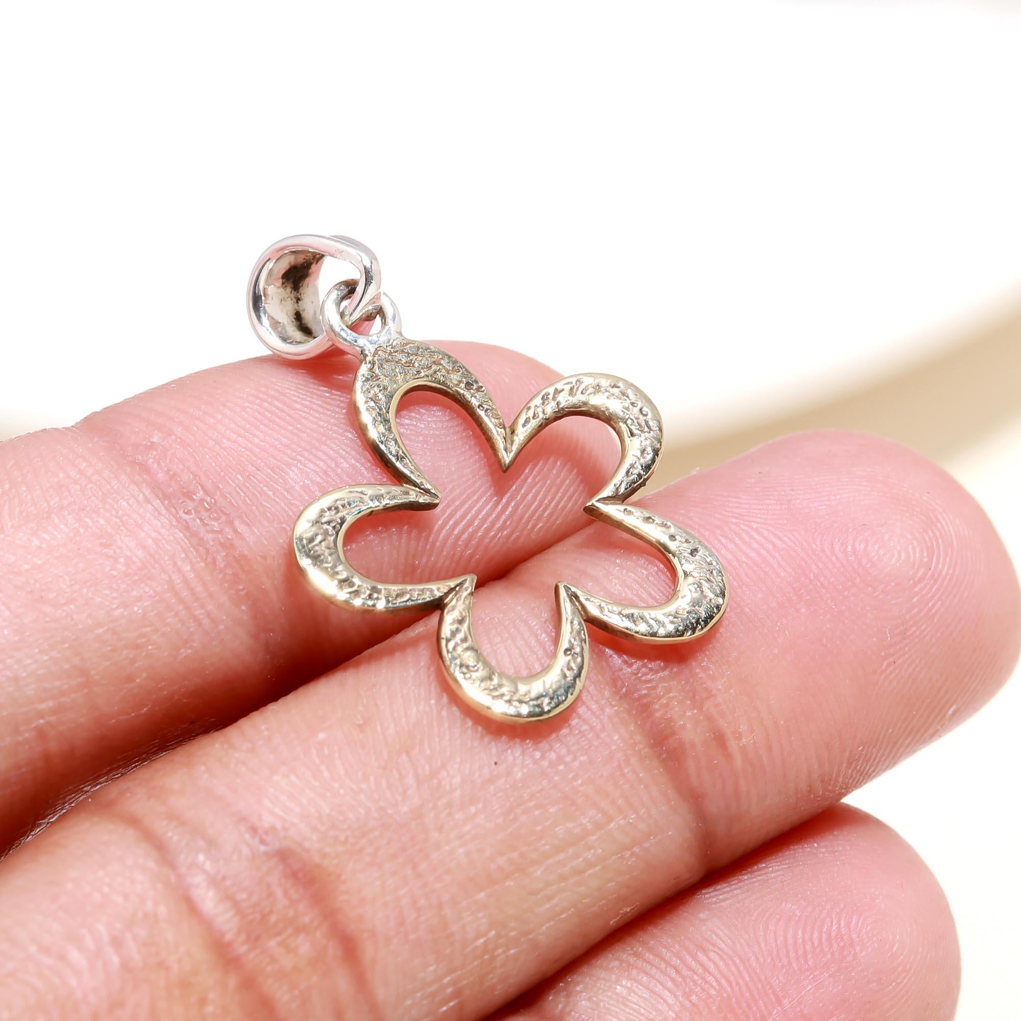 925 SterlingSsilver And gold Open Plumeria Flower Pendant