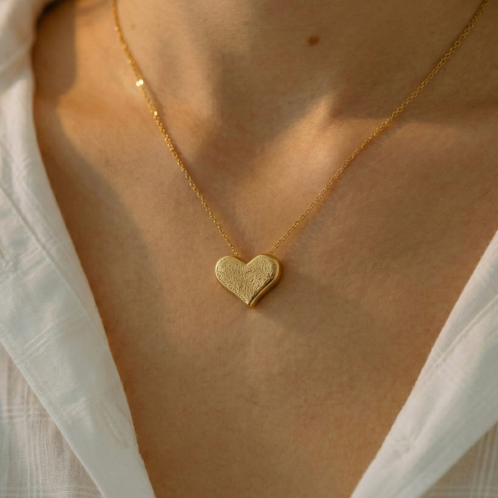 The Golden Affection: Textured Gold Heart Pendant