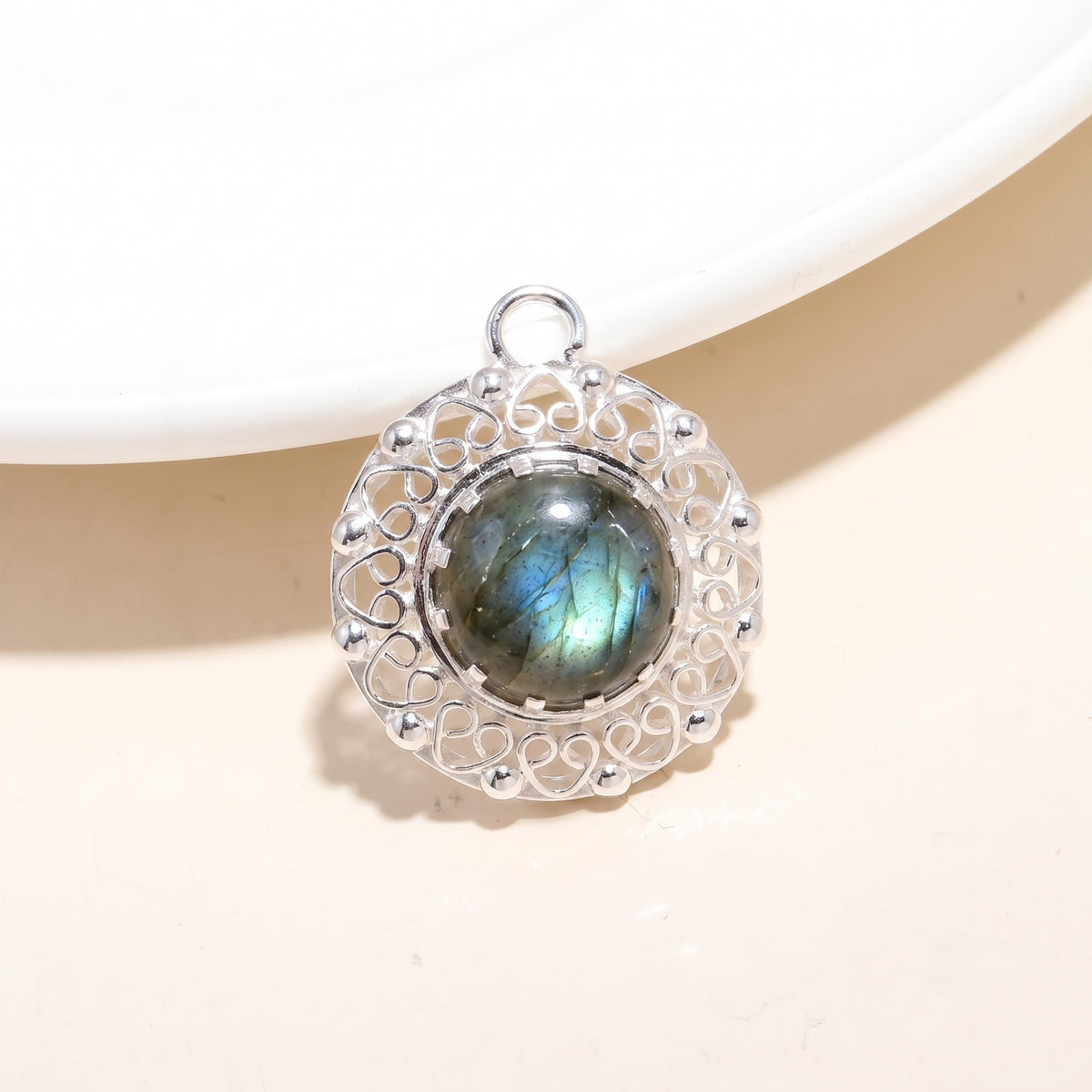 The Violet Medallion: Amethyst Filigree Halo Silver Pendant