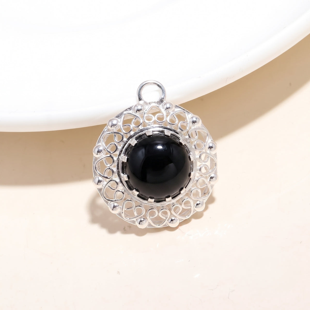 The Violet Medallion: Amethyst Filigree Halo Silver Pendant