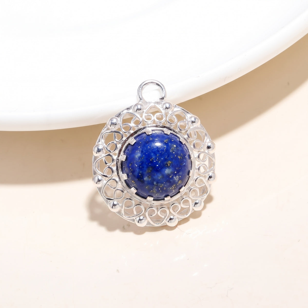 The Violet Medallion: Amethyst Filigree Halo Silver Pendant