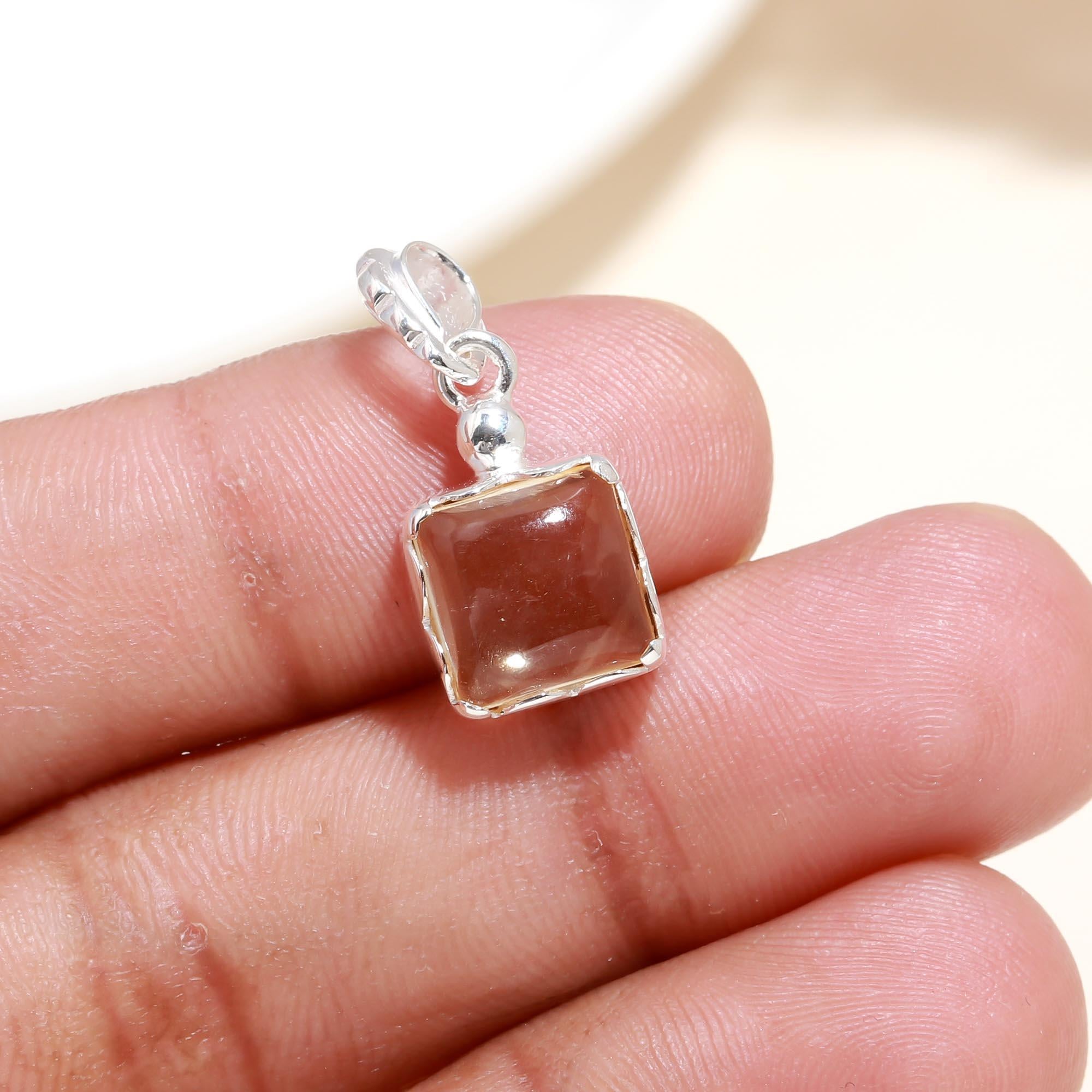 Natural Citrine Pendant in Sterling Silver