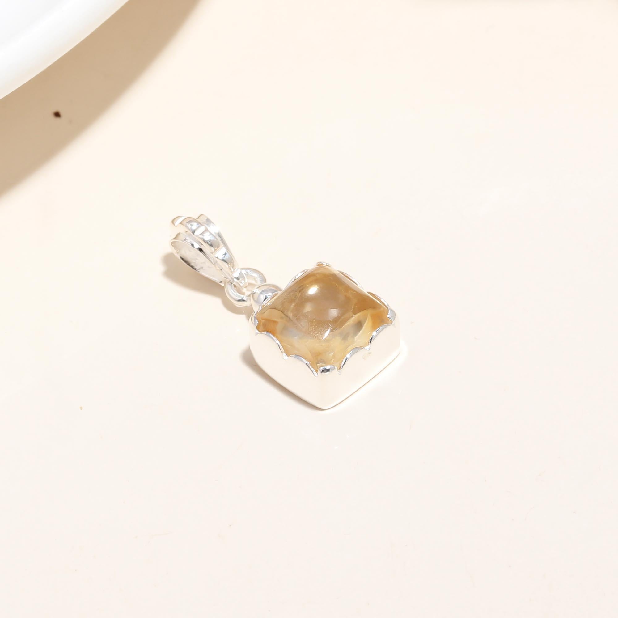 Natural Citrine Pendant in Sterling Silver