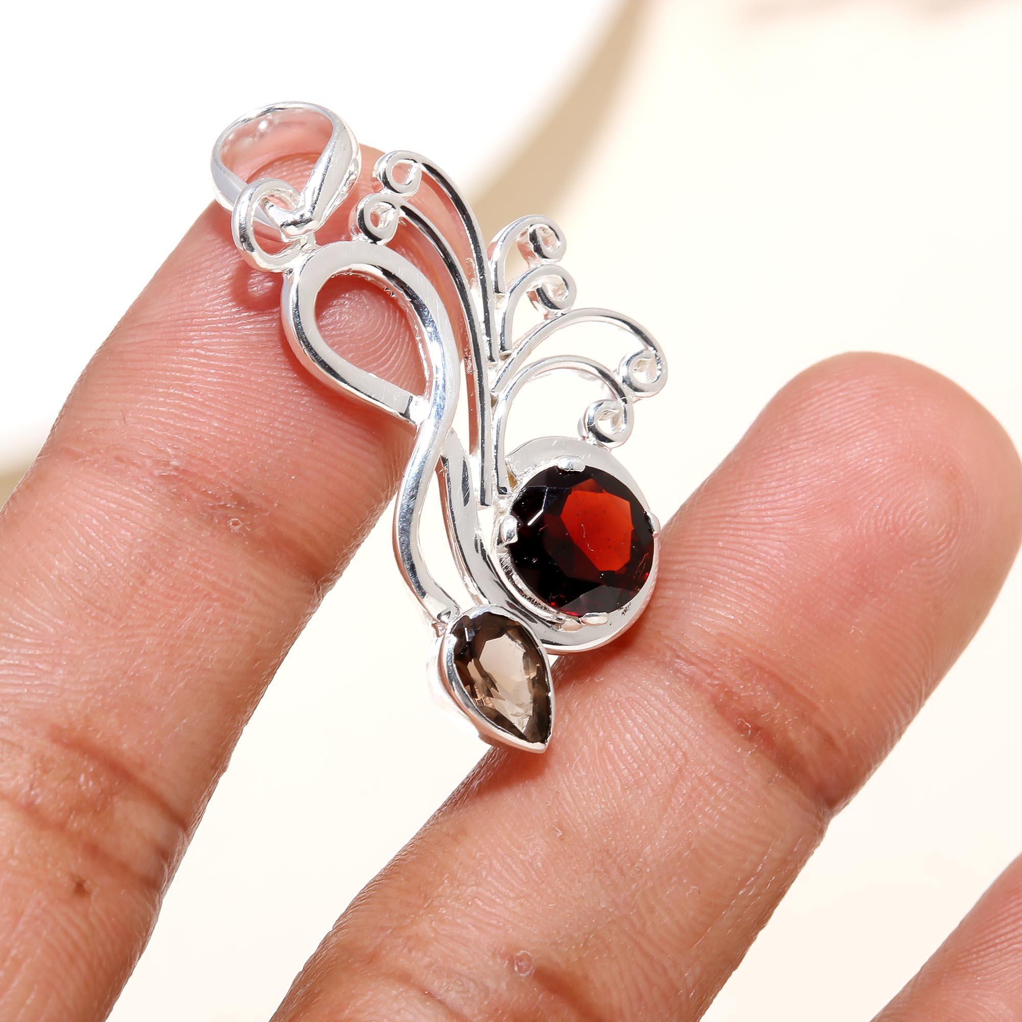 The Smoky Swirl Pendant: Garnet & Smoky Quartz Swirl Pendan