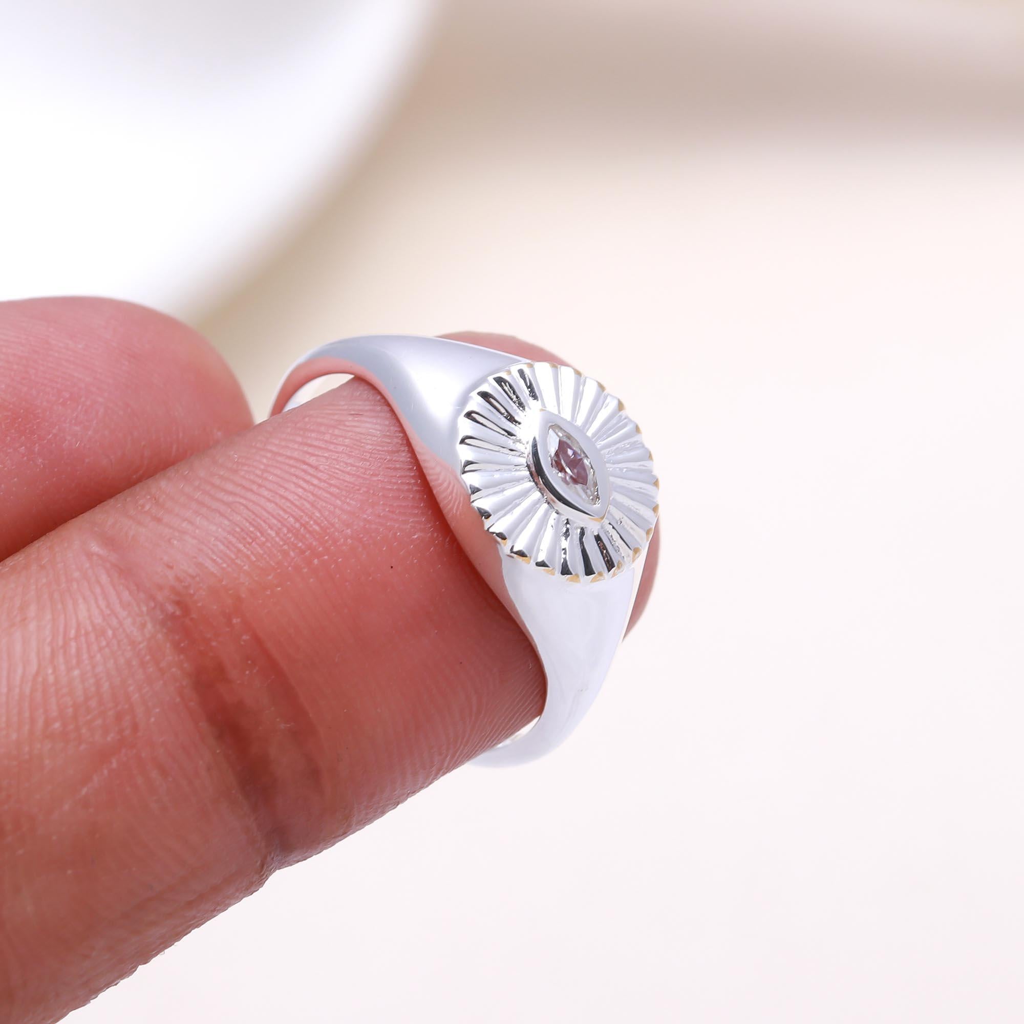 The Starburst Signet: Marquise CZ Signet Ring