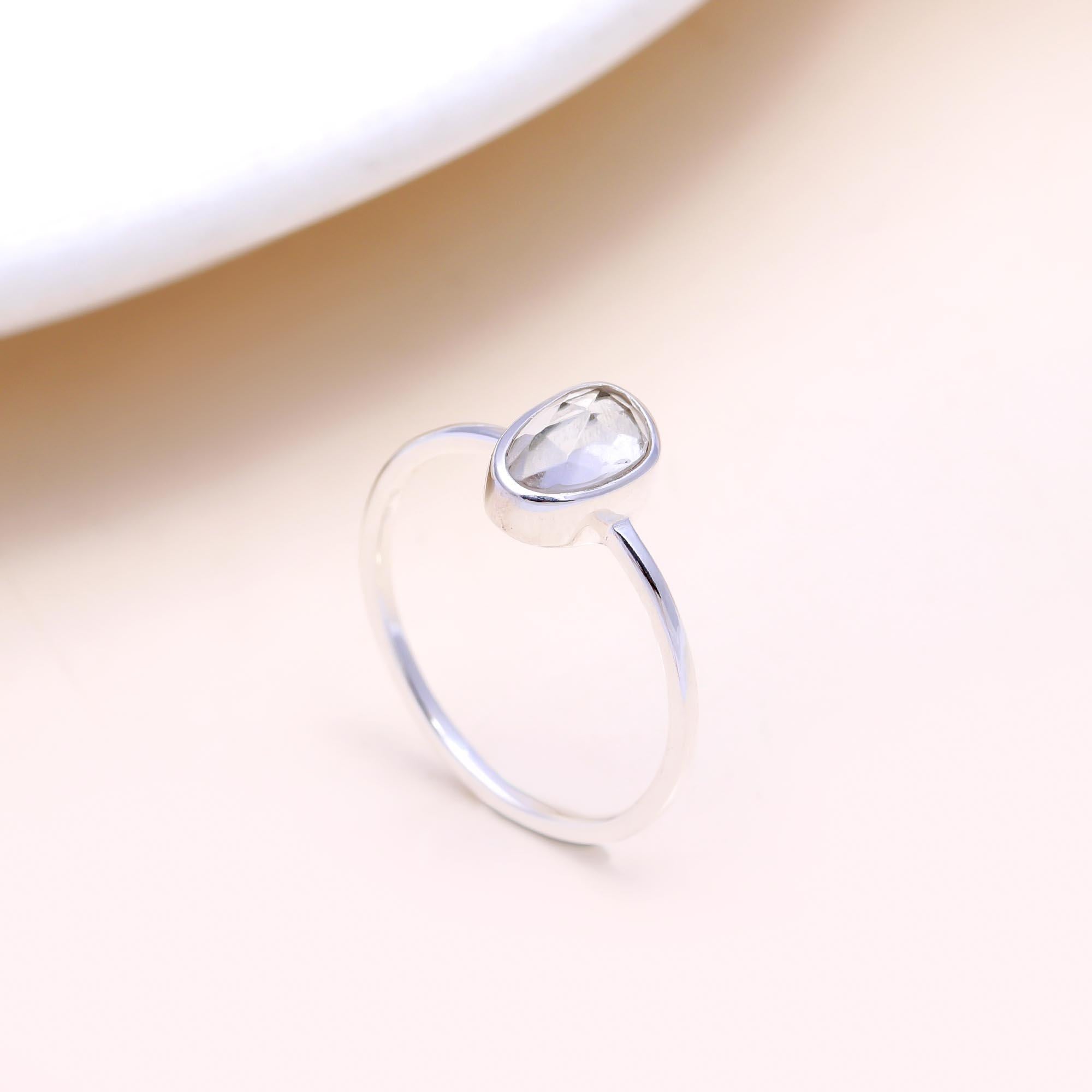 The Crystal Pool Ring: Rose Cut White Topaz Ring