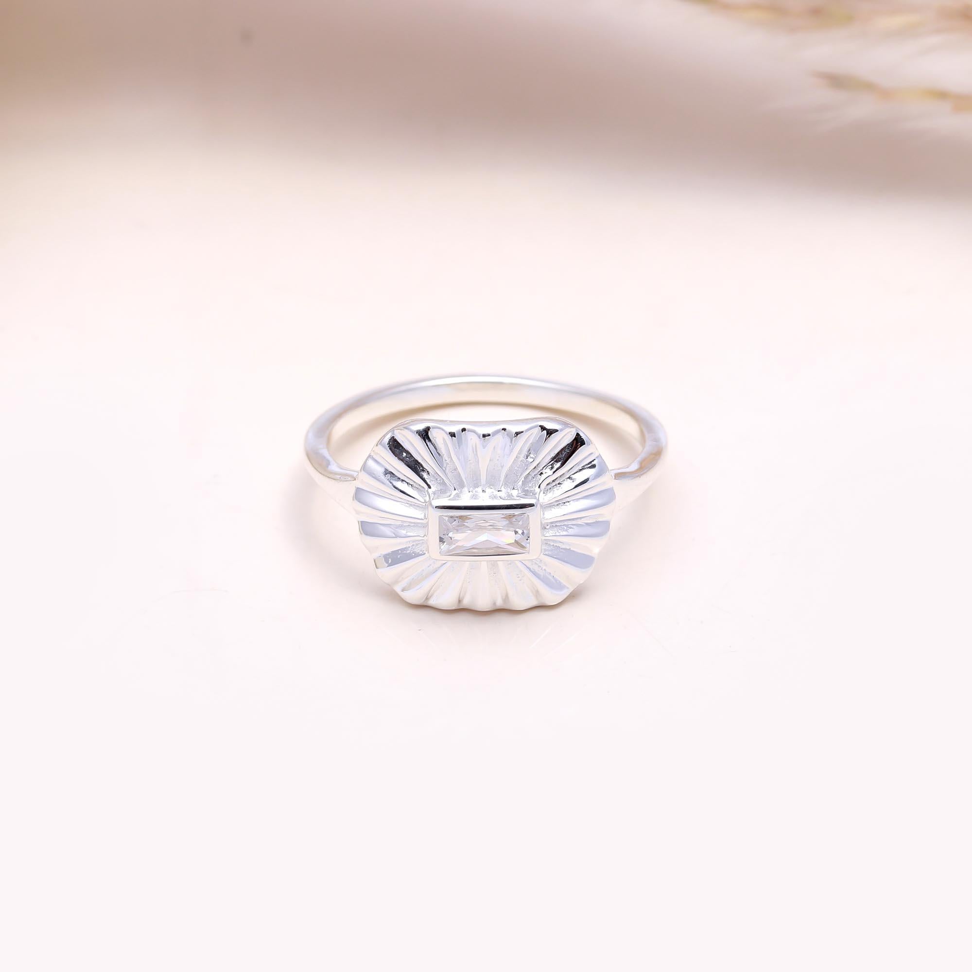 The Fluted Deco Ring: Baguette cubic zirconia Fluted Ring