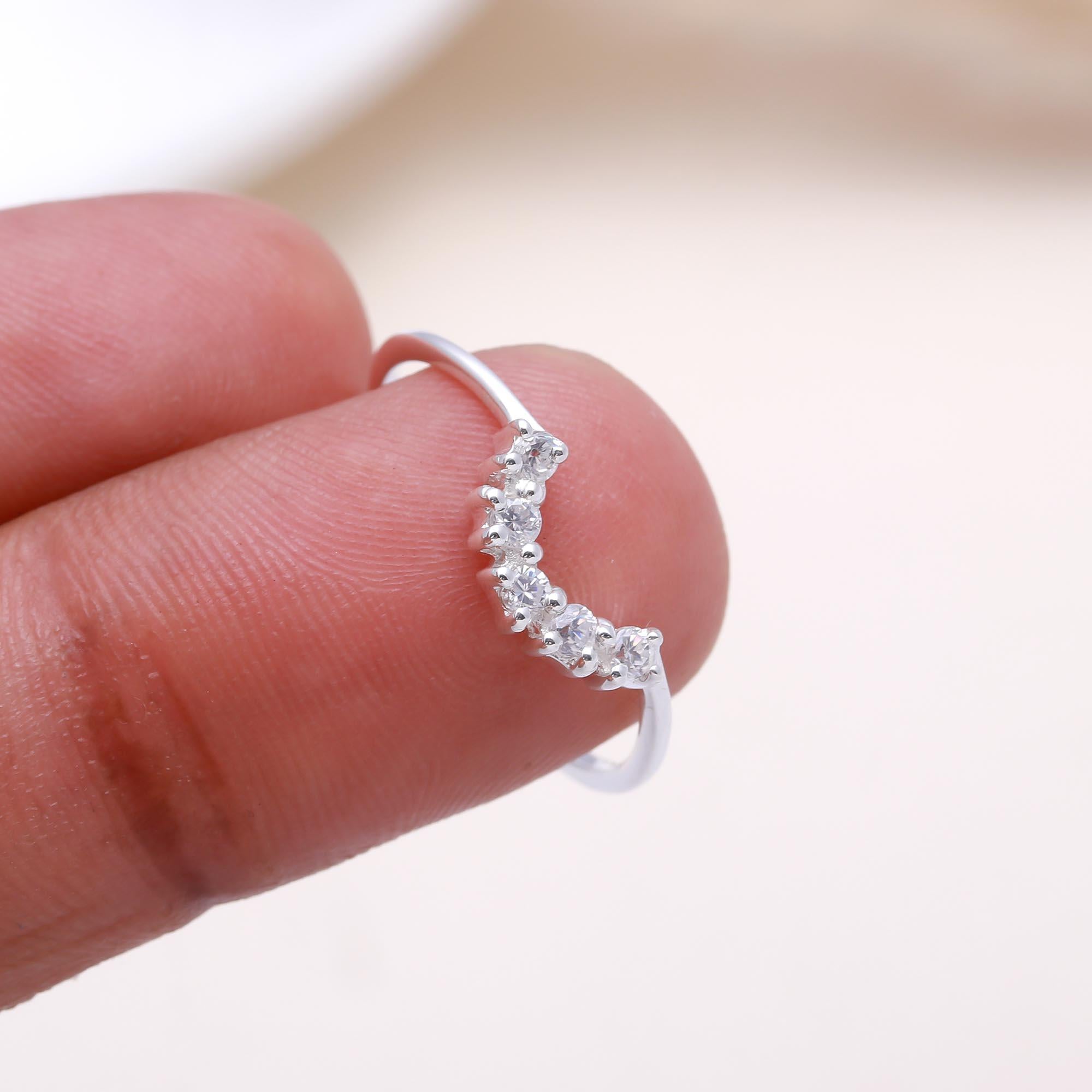 The Crystal Tiara Ring: White Topaz Curved Cluster Ring