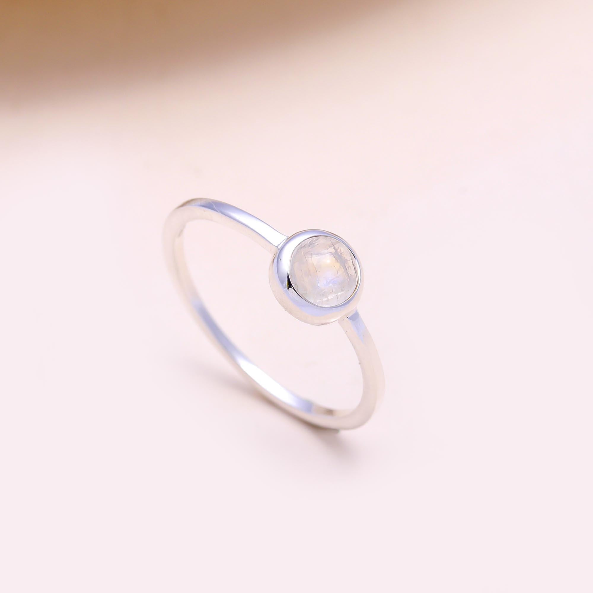 The Pure Luna Ring: Rainbow Moonstone Bezel Ring