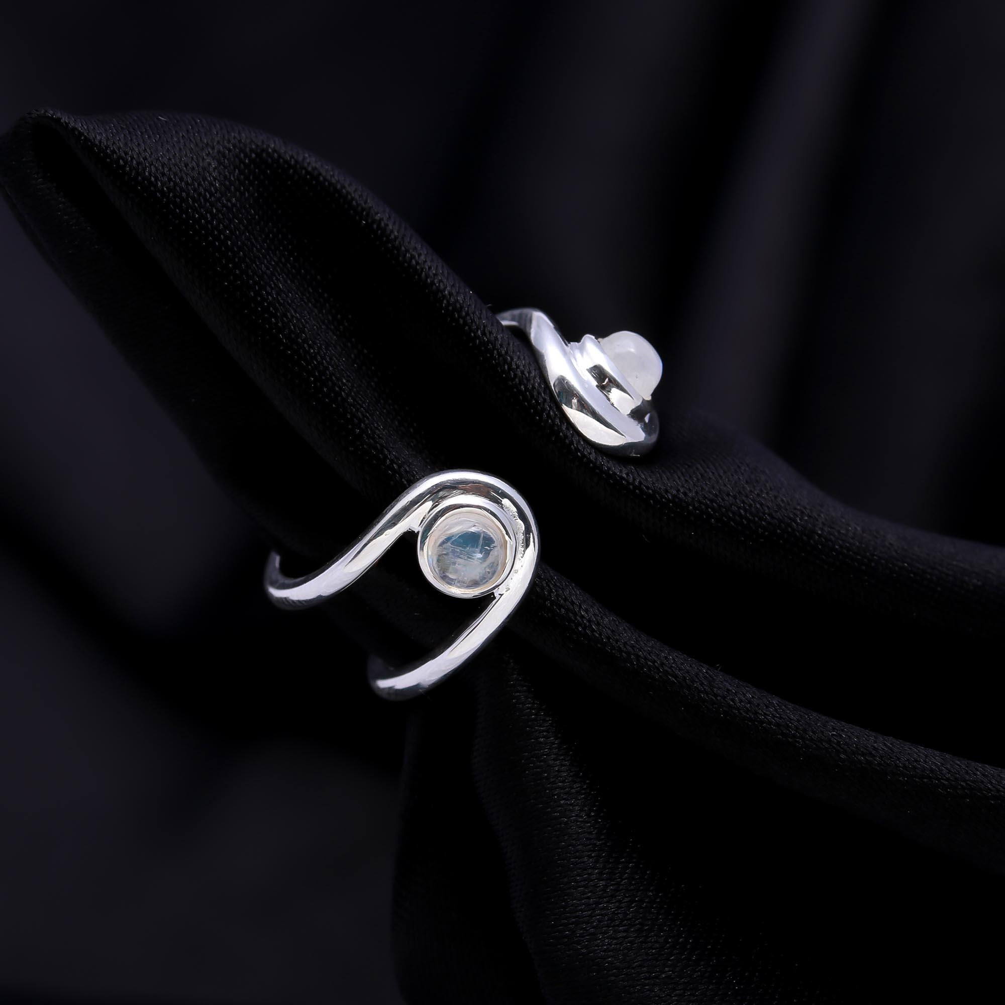The Twin Orb Wrap Ring:  Moonstone Wrap Ring