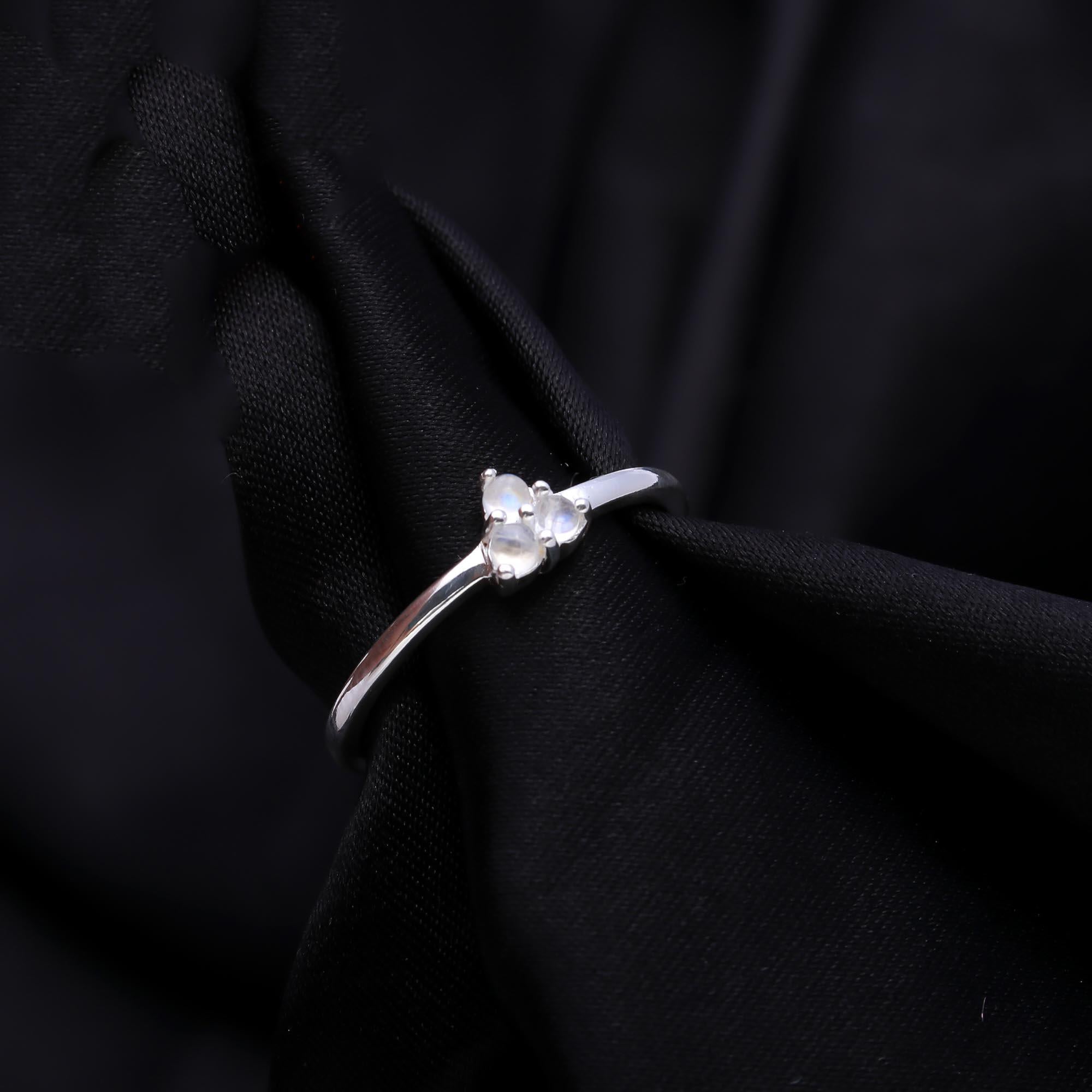 The Moonstone Trinity Ring: Moonstone Cluster Dainty Ring