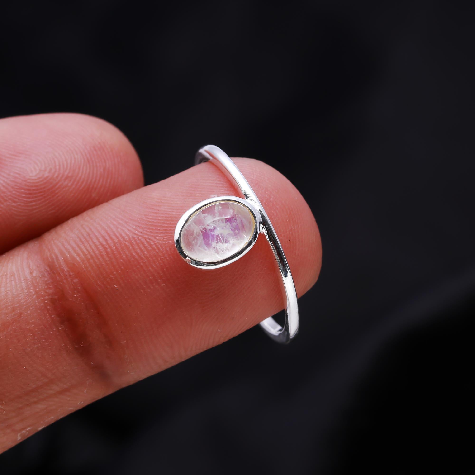 The Orbit Moonstone: Offset Oval Moonstone Ring