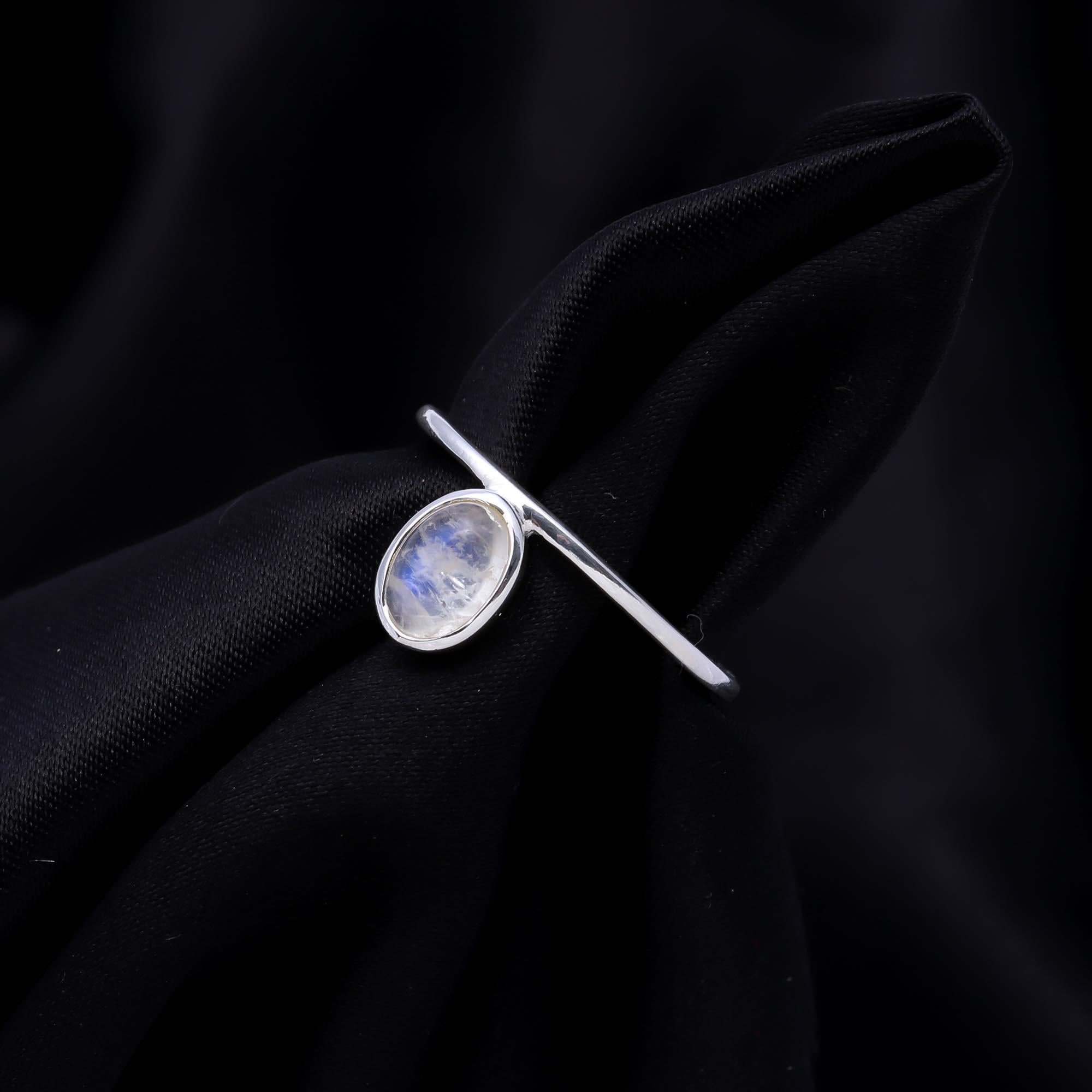 The Orbit Moonstone: Offset Oval Moonstone Ring