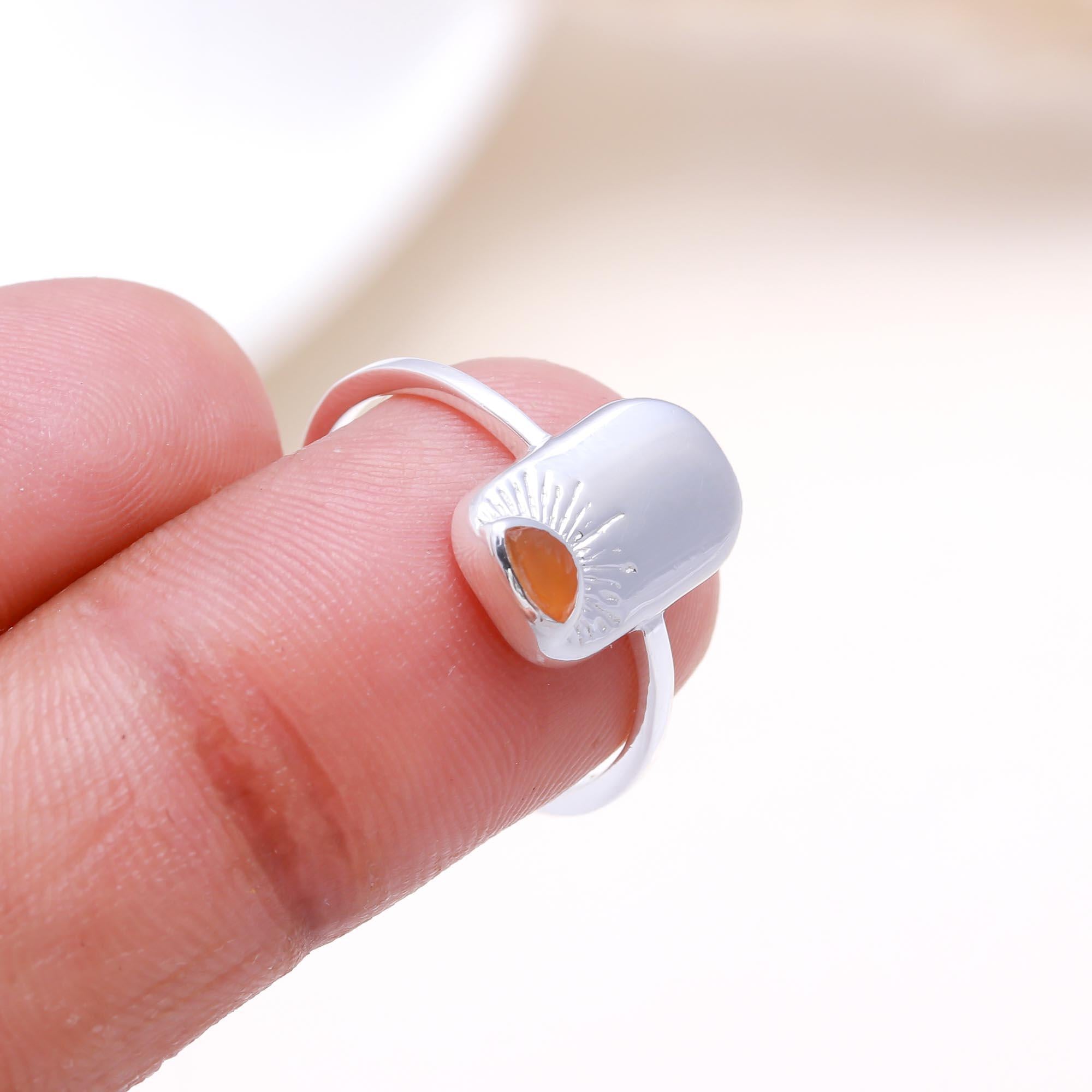 The  Evening Glow: Carnelian Sunburst Signet Ring