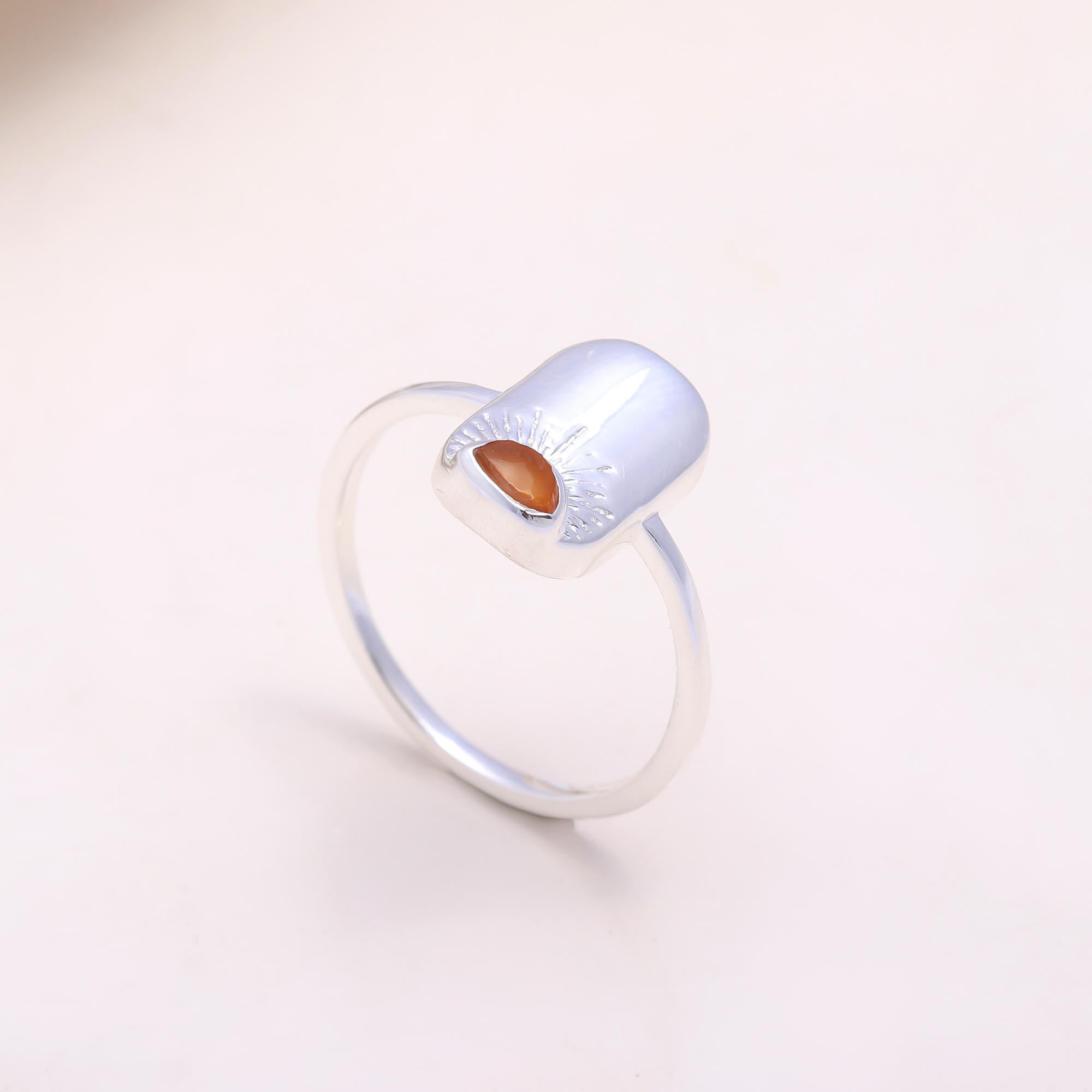 The  Evening Glow: Carnelian Sunburst Signet Ring