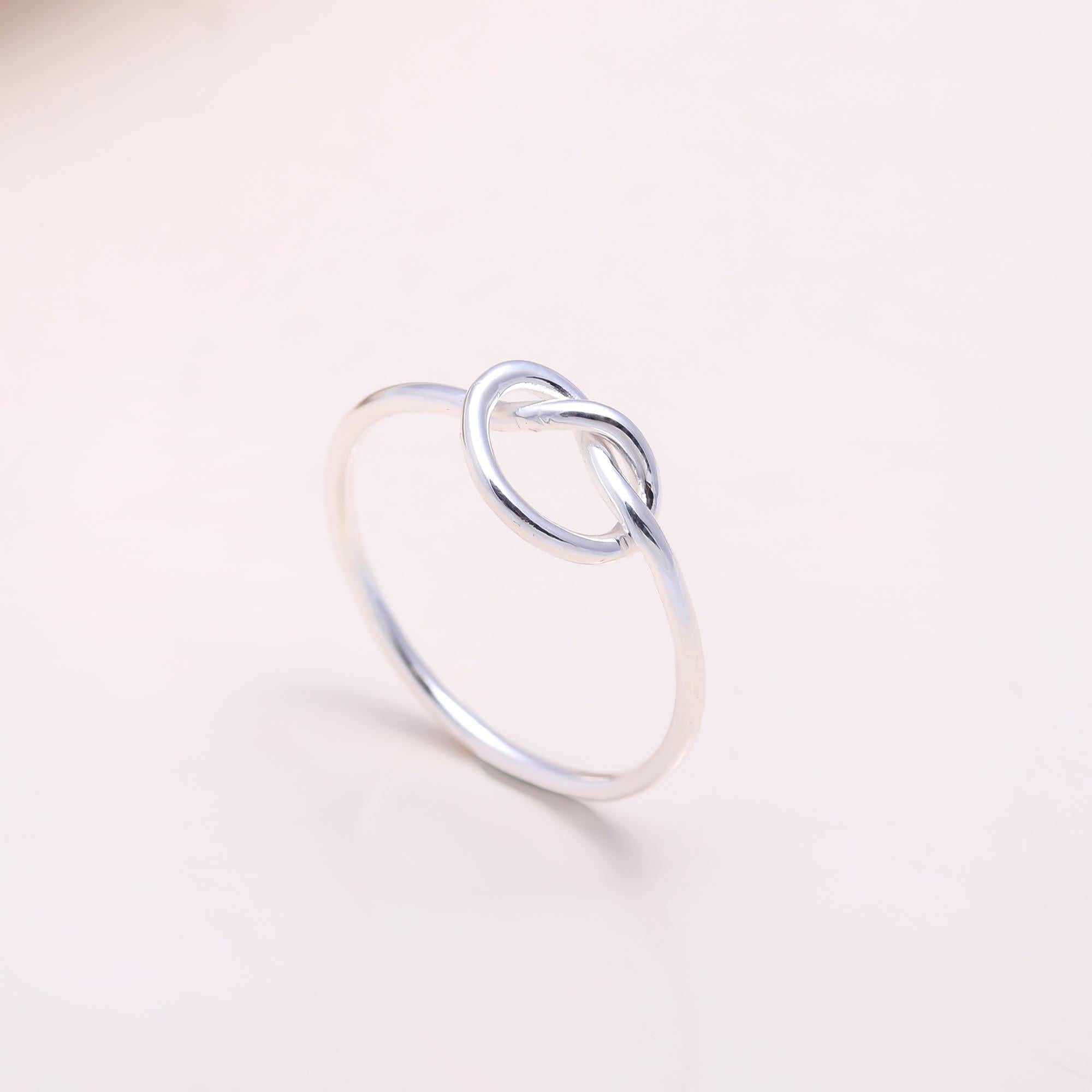 The Endless Bond: Minimalist Silver Love Knot Ring