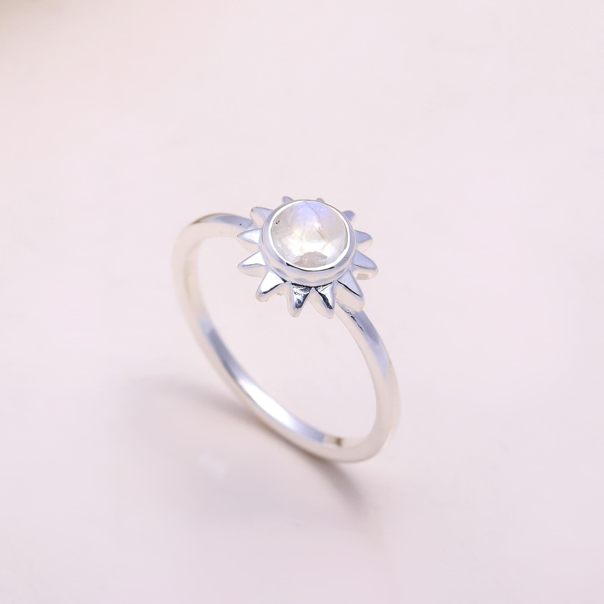 The Solar Eclipse: Moonstone Sunburst Ring