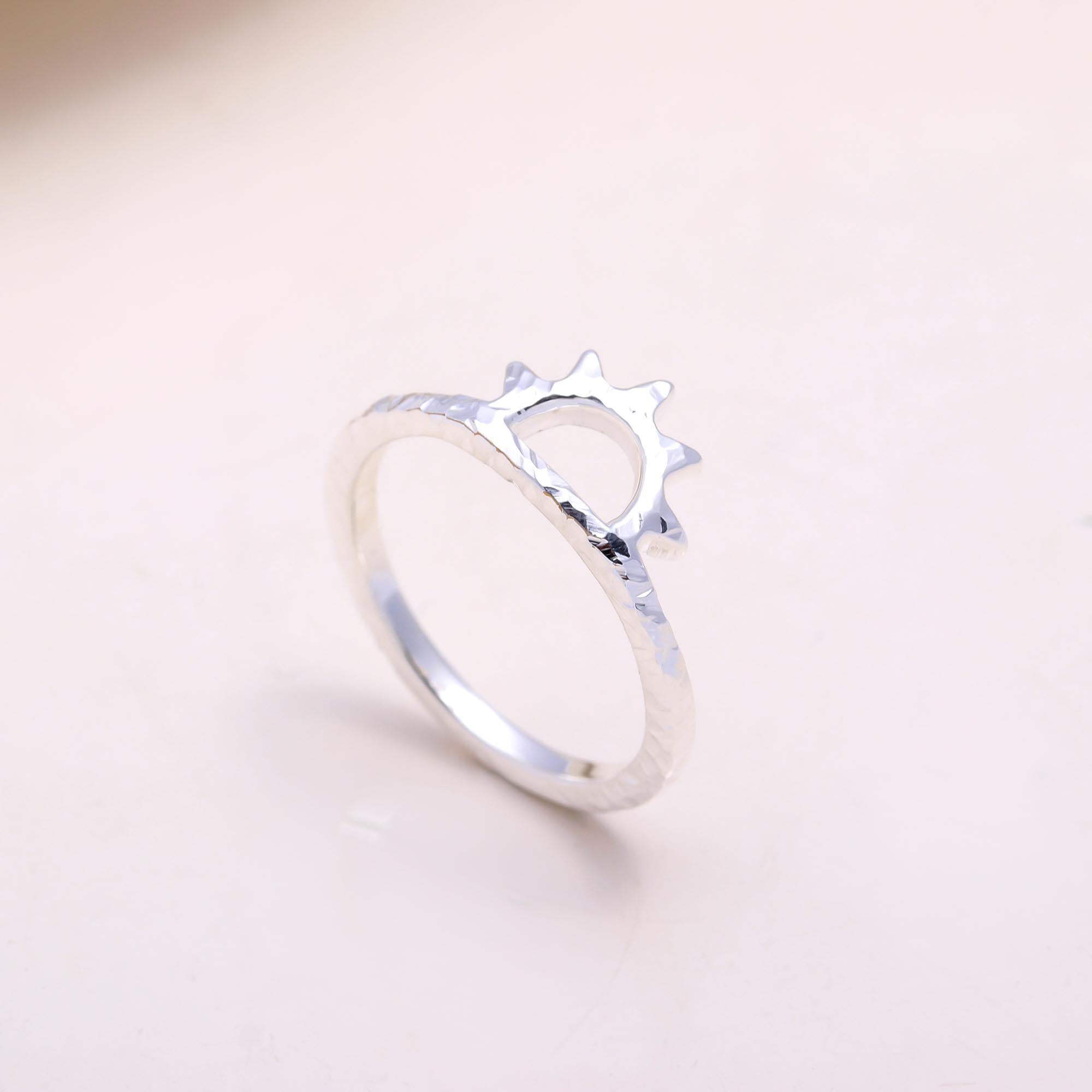 The Morning Rays: Silver Half Sun Ring