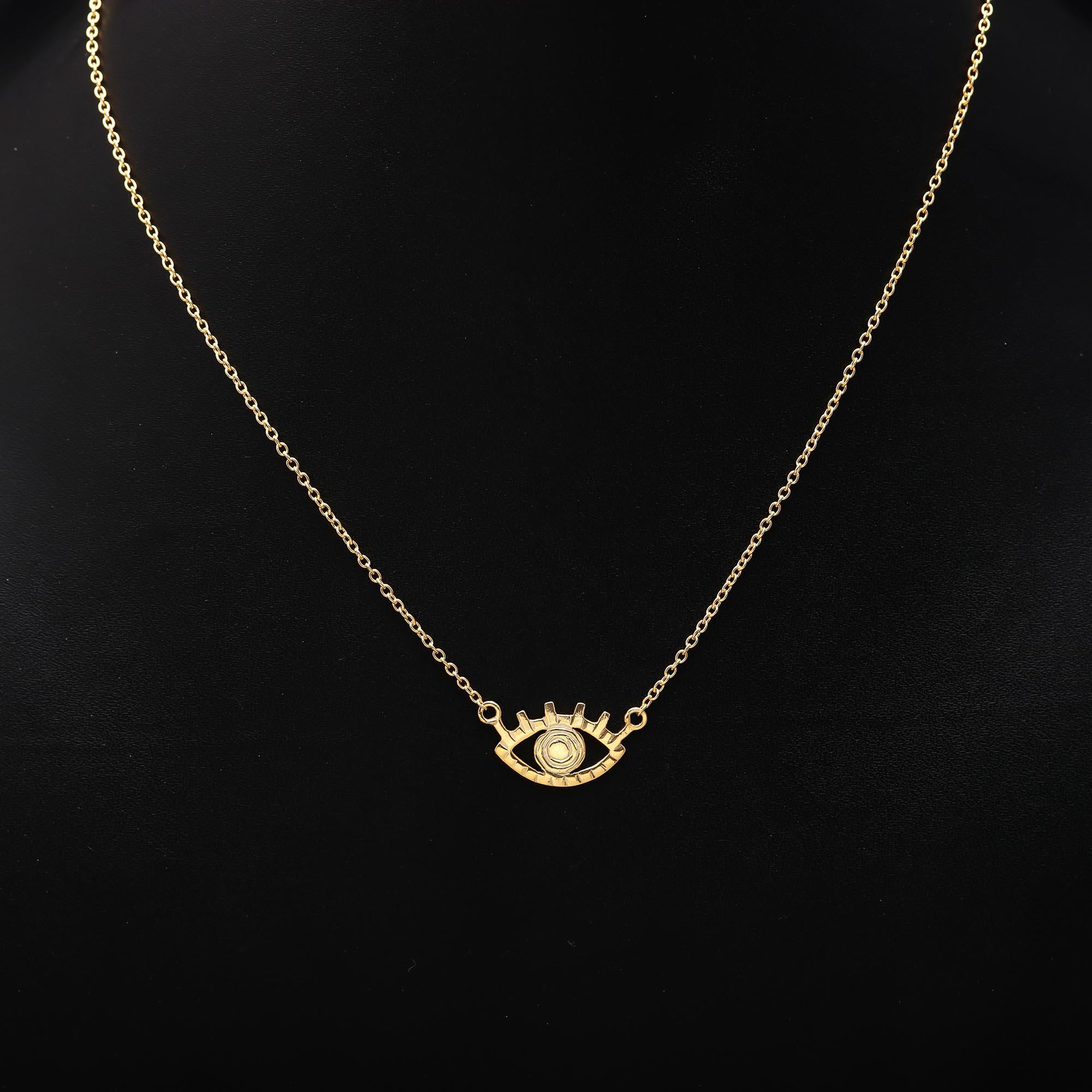 925 Silver Textured Evil Eye Pendant Necklace