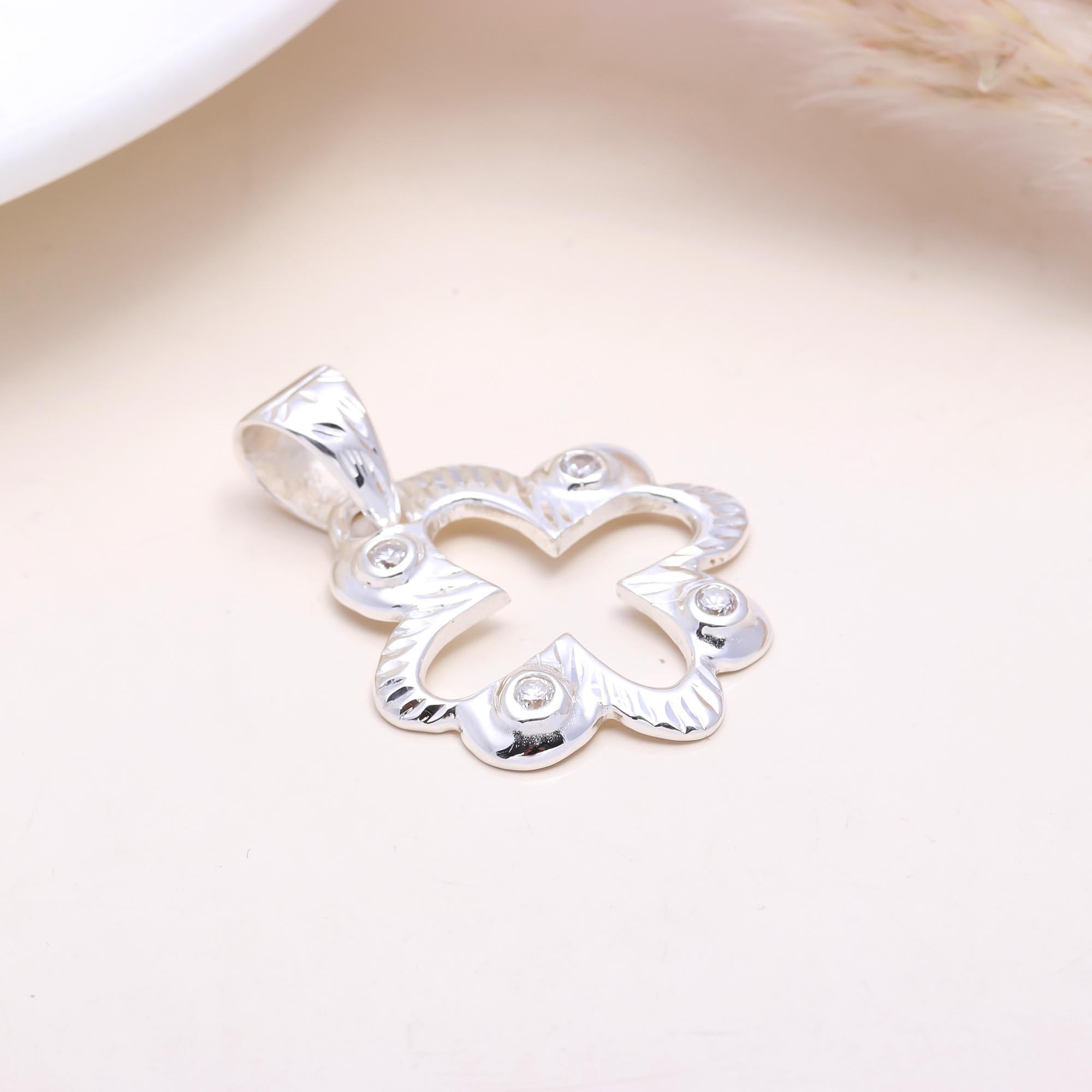 The Lucky Sparkle: Cubic zirconia Cutout Flower Pendant