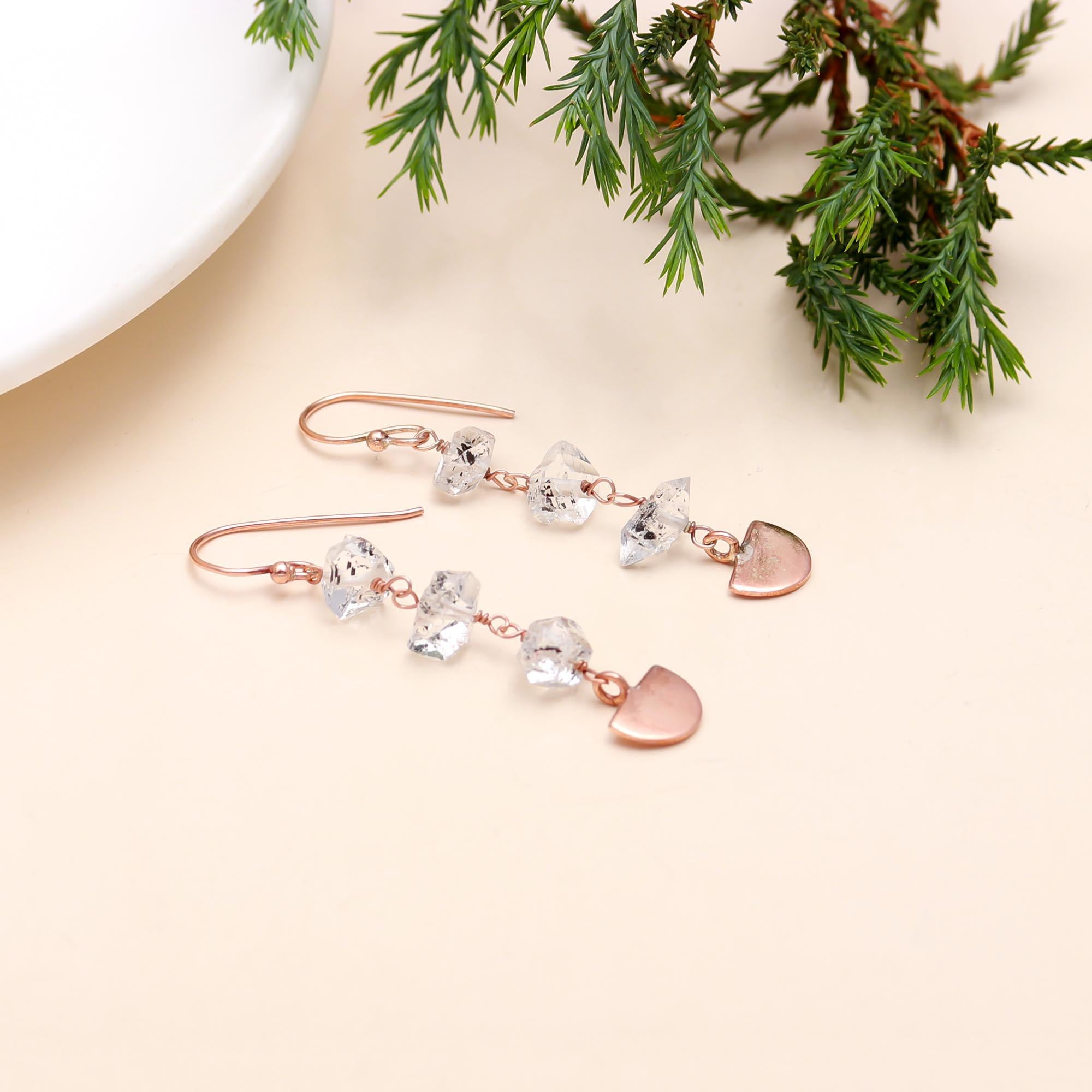 925 Sterling Silver Herkimer Diamond Long Dangle Earrings