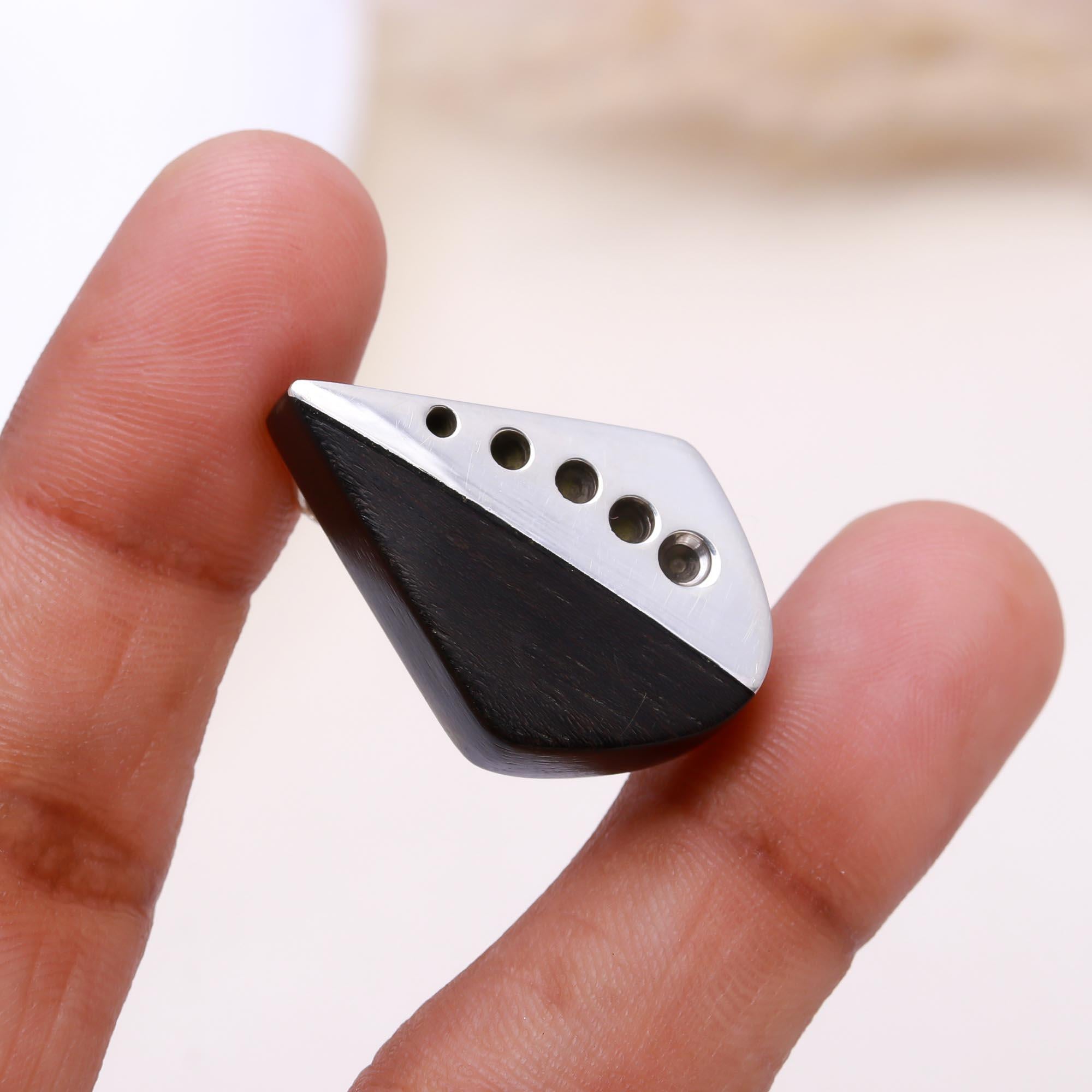 The Edgy Contrast: Silver & Wood Asymmetrical Pendant
